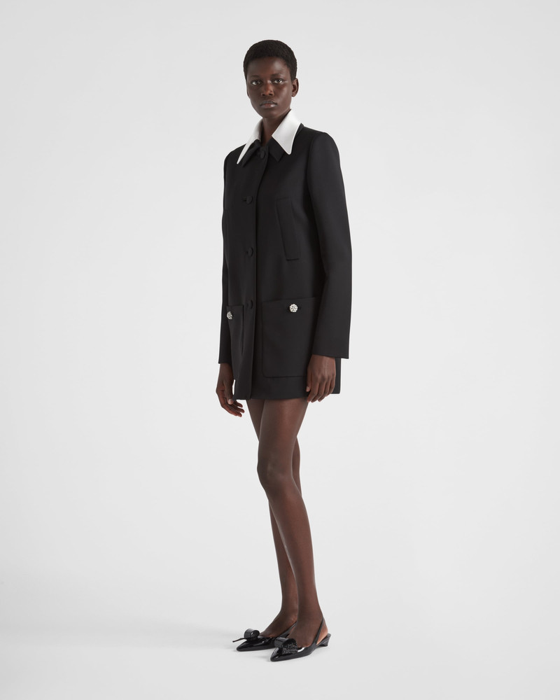 Prada Singled-breasted wool sateen coat with collar outlook