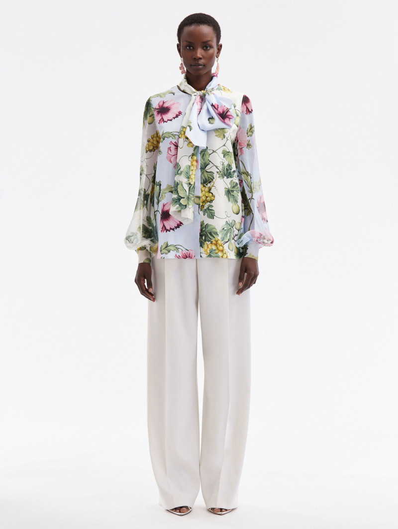 Oscar de la Renta FIG & GRAPES SILK CHIFFON BLOUSE outlook