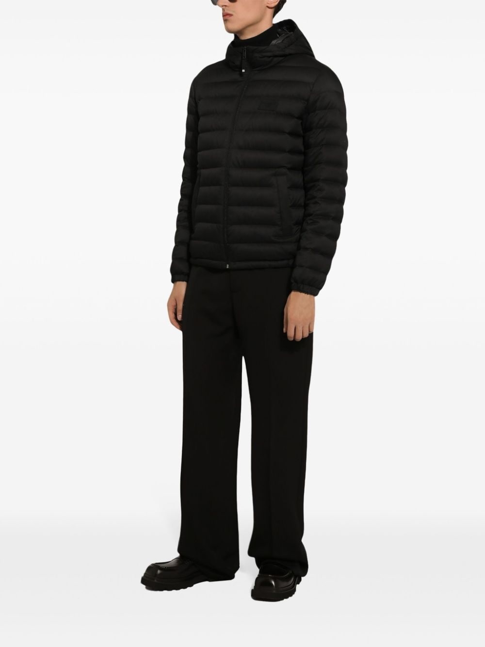logo-appliqué puffer jacket - 3