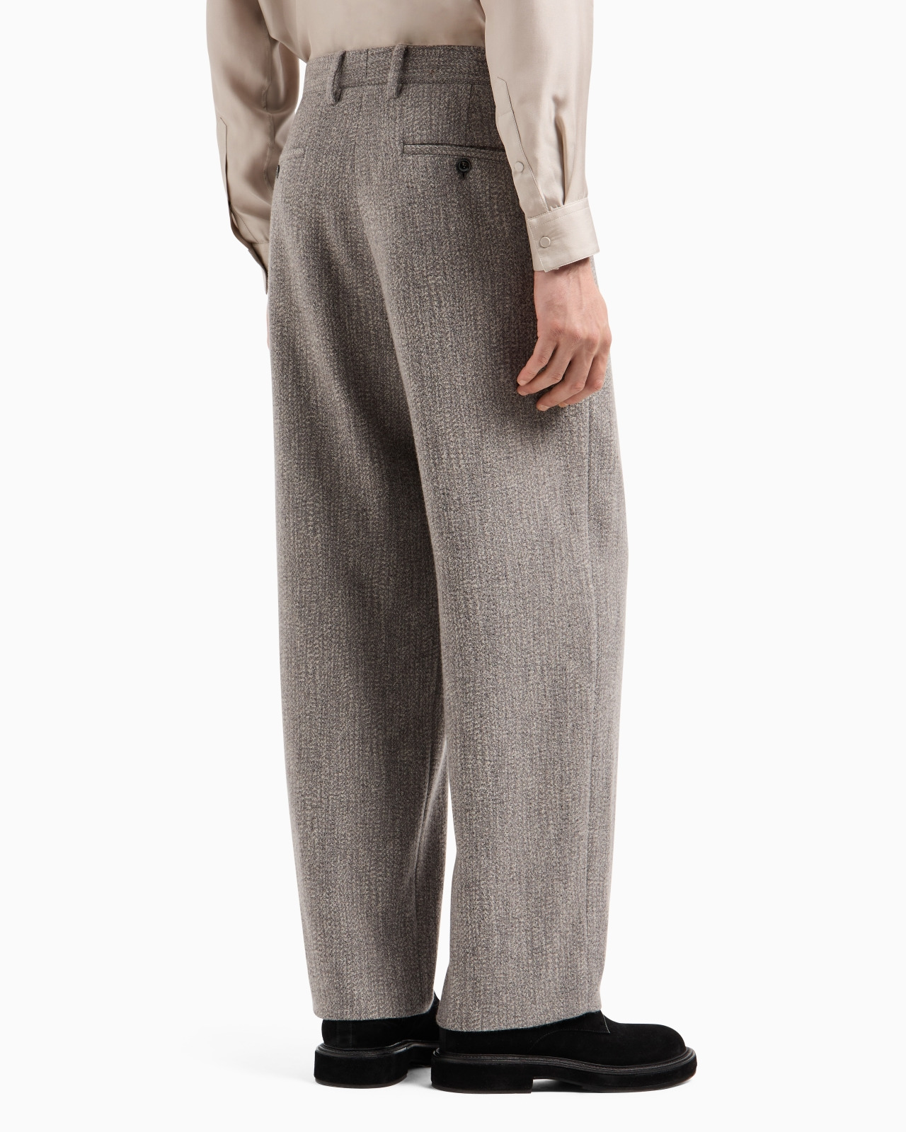 FLAT-FRONT TROUSERS IN A VISCOSE AND WOOL-BLEND JACQUARD - 3