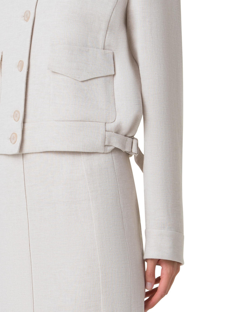 Women's Peer Linen Button-Front Jacket - Greige 6