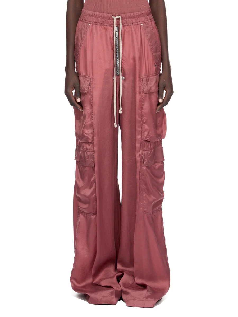 Satin-twill wide-leg cargo pants Antique rose - 1