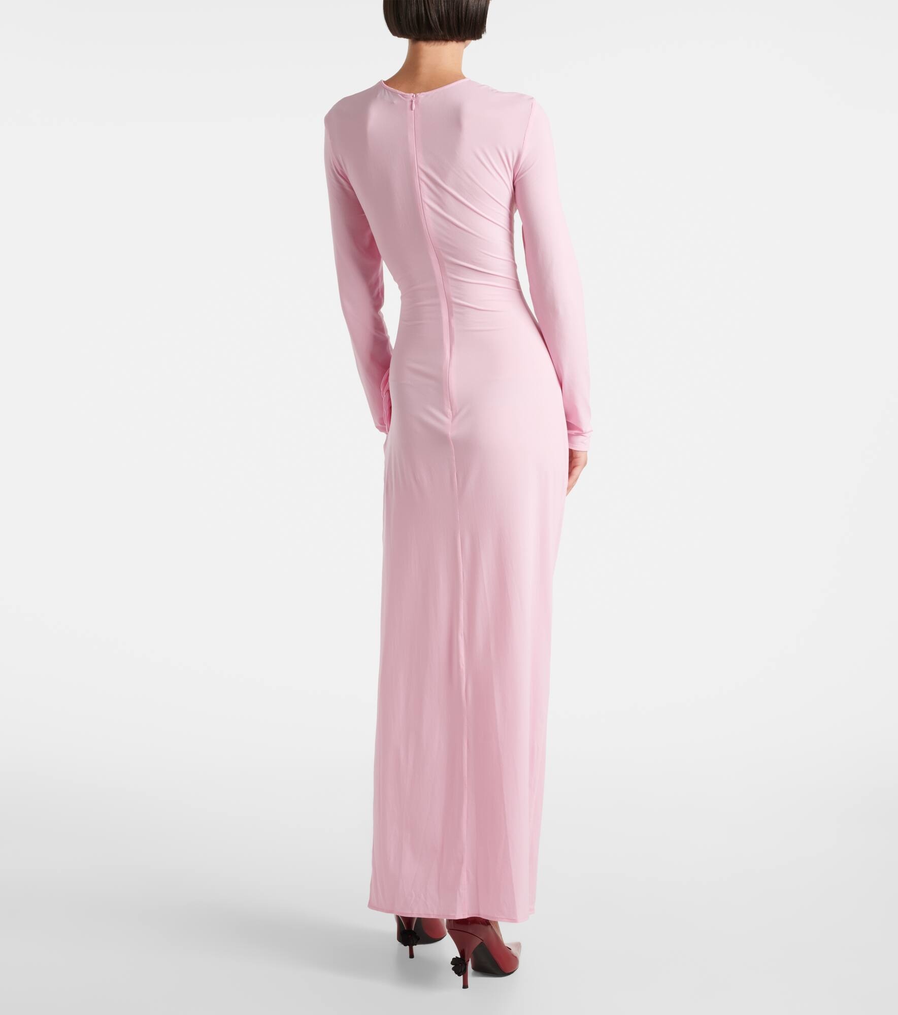 Floral-appliqué jersey gown - 3