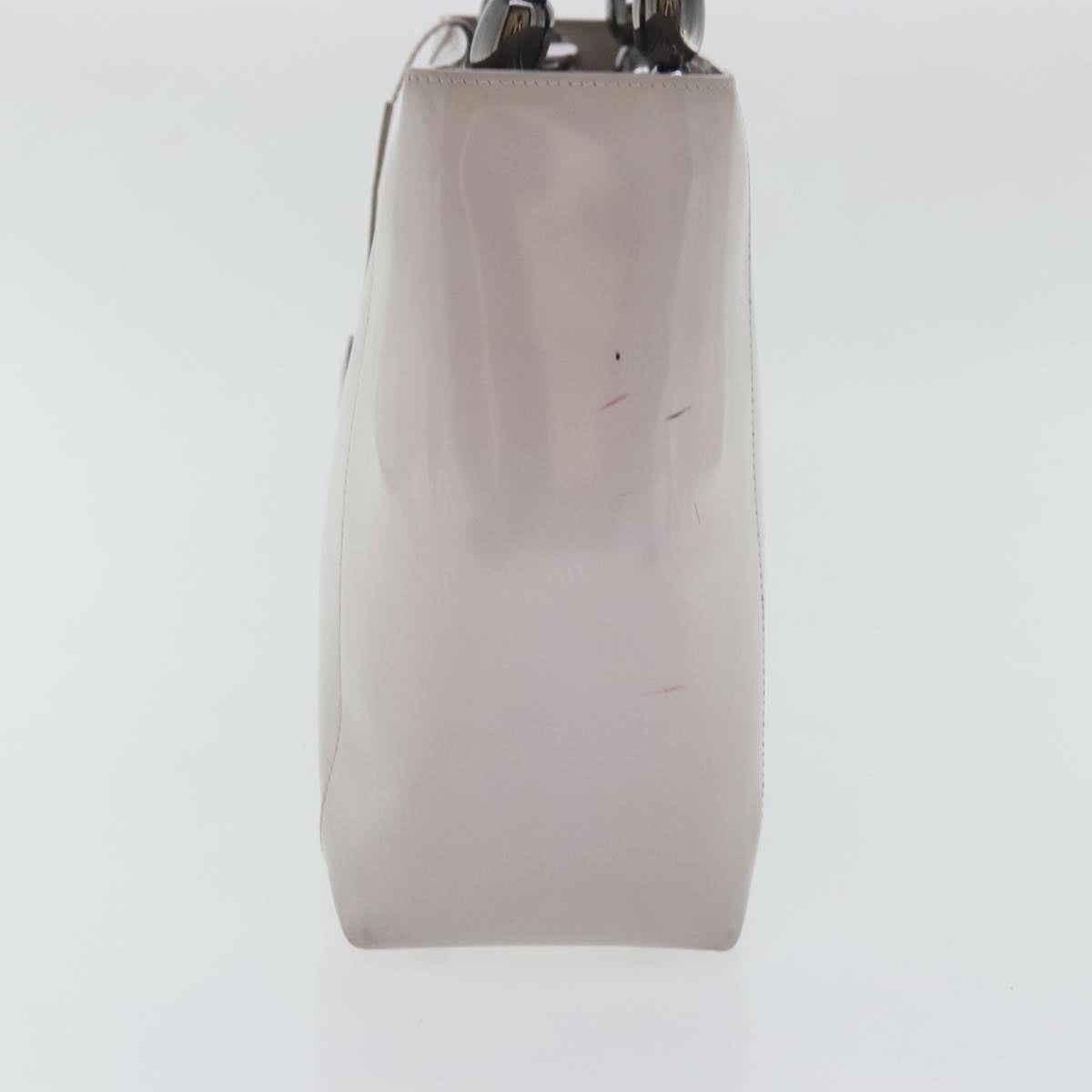 DIOR Maris Pearl Hand Bag Patent Leather Purple Silver - 5