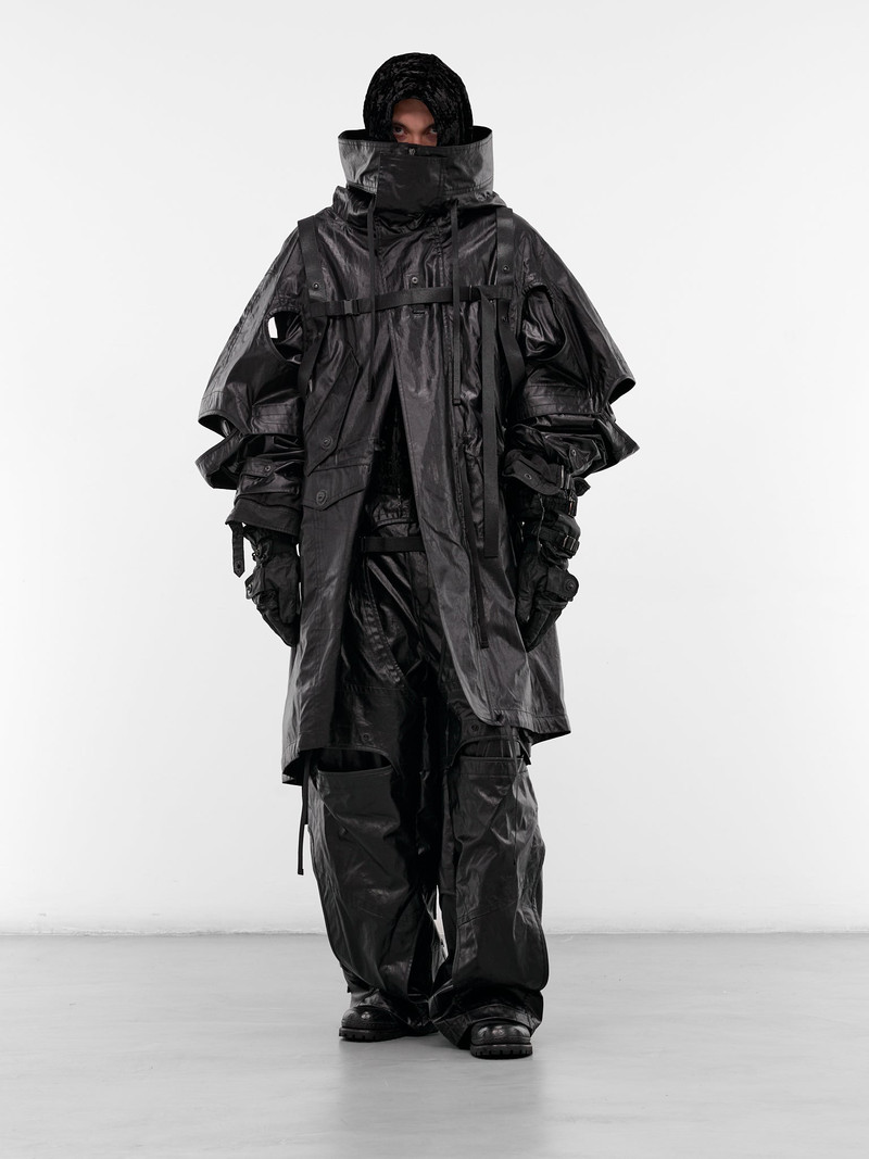 Julius Black Coated Layered Cargo Pants outlook