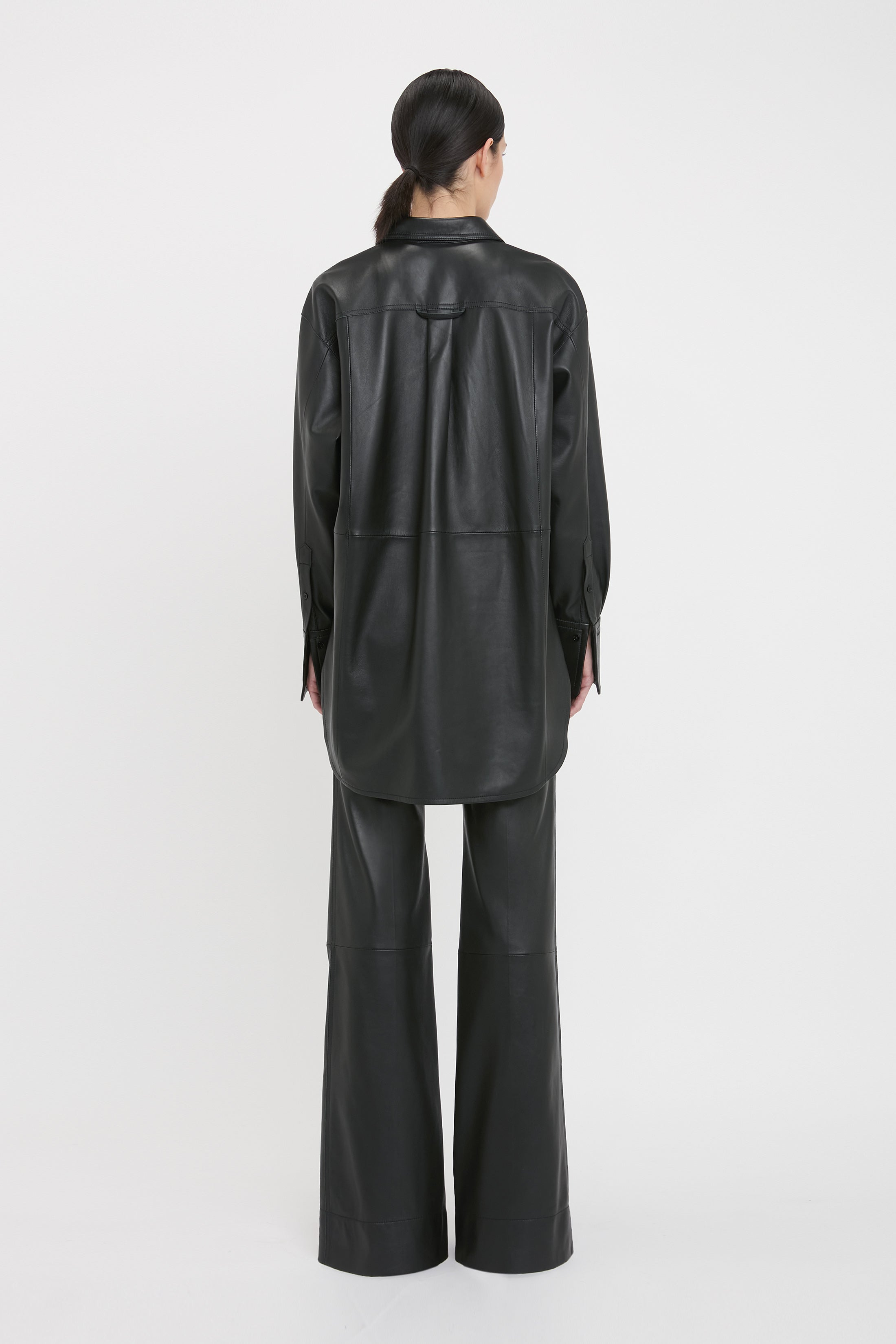 Oversized Shirt In Black Leather - 4