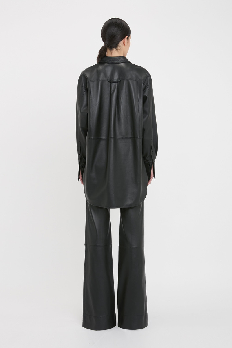 Oversized Shirt In Black Leather 4