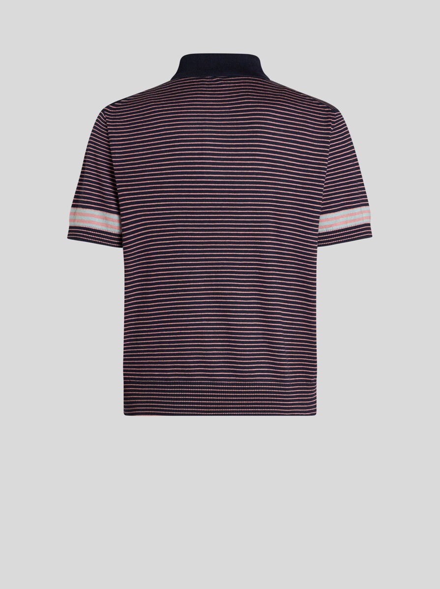 STRIPED KNIT POLO SHIRT WITH PEGASO DETAIL - 2