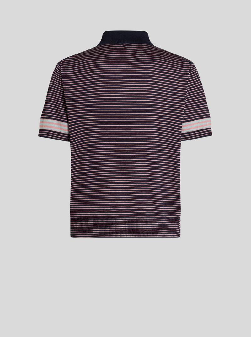 Etro STRIPED KNIT POLO SHIRT WITH PEGASO DETAIL outlook