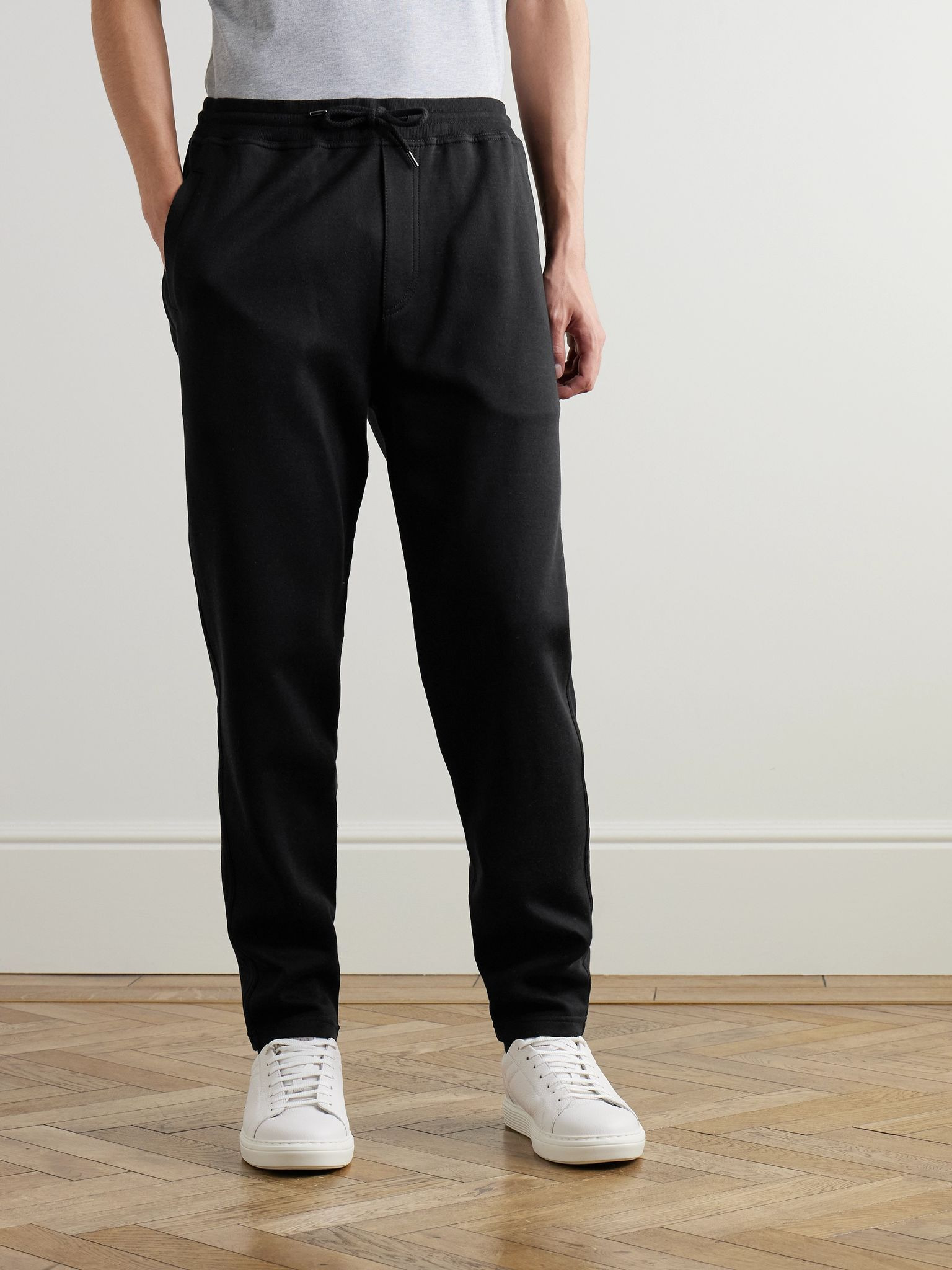 Cotton-Blend Jersey Sweatpants Black - 3