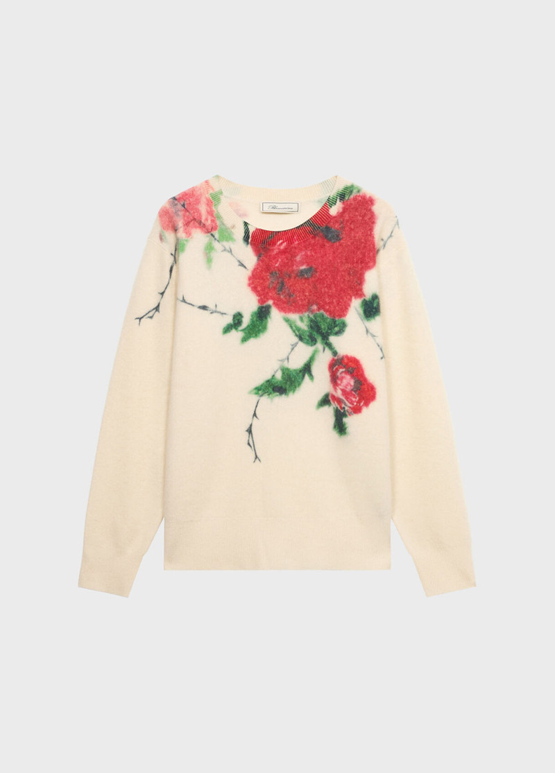 RIB-KNIT WOOL AND CASHMERE JUMPER WITH PRINT - 1