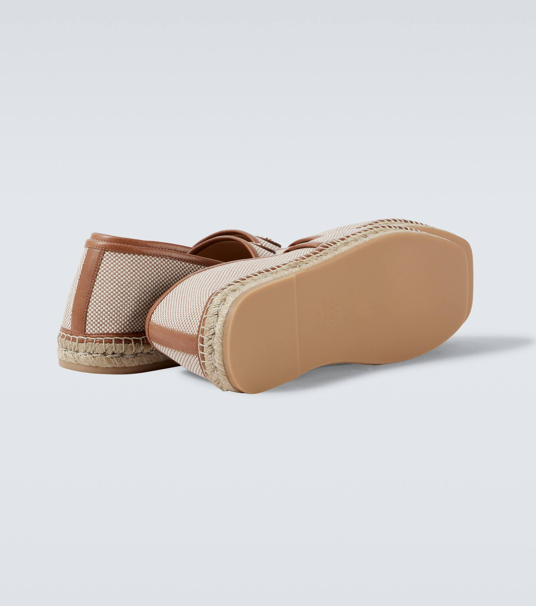 VLogo leather-trimmed canvas espadrilles - 7