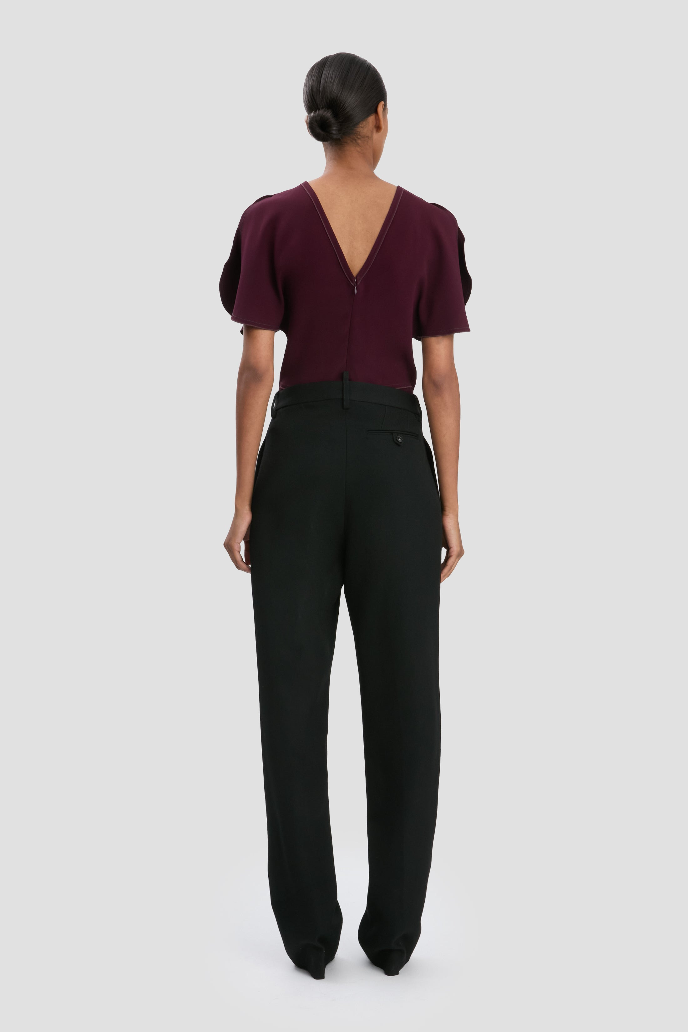 Drop-Waist Straight Leg Trouser In Black - 2