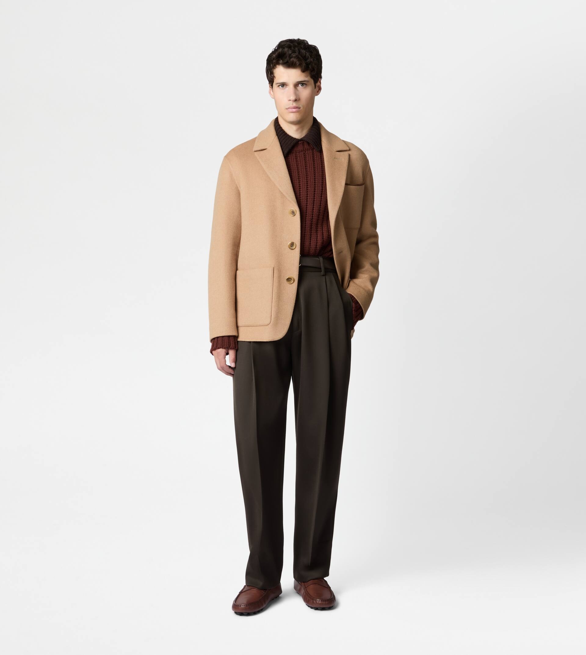 BLAZER IN CAMEL DOUBLE FABRIC - BEIGE - 2