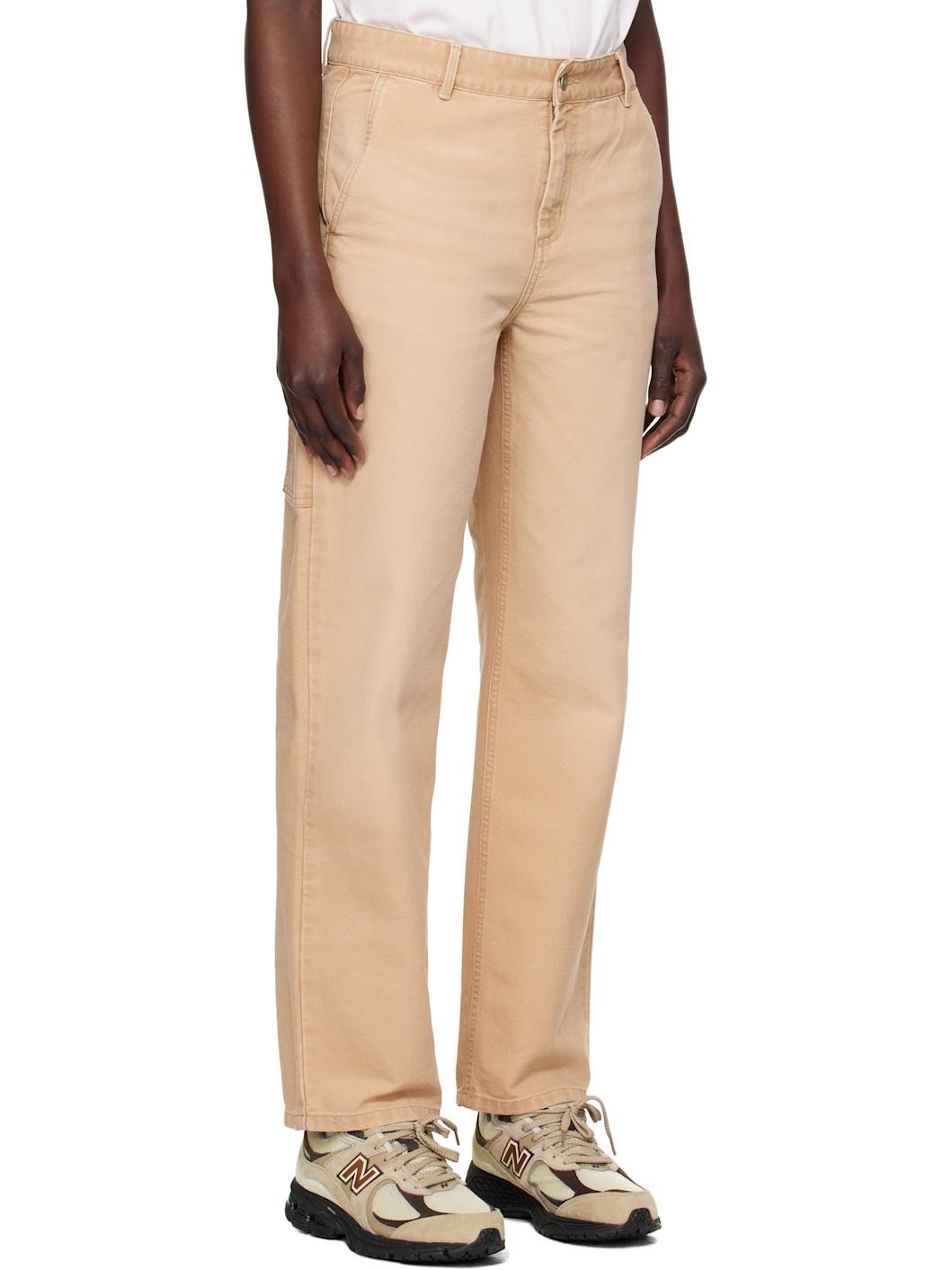 Beige Pierce Straight Trousers - 2