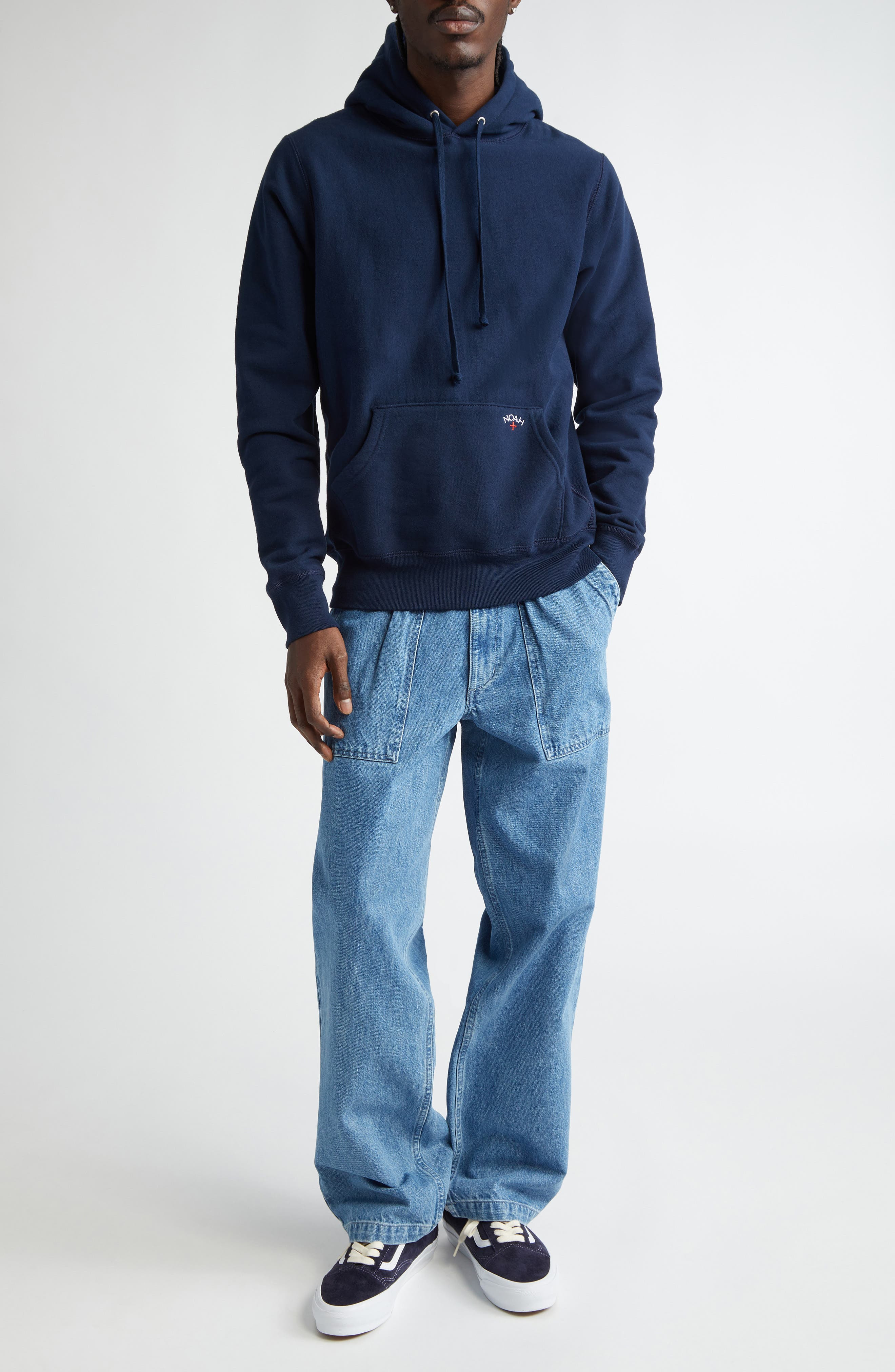 Noah Classic Cotton Hoodie in Navy at Nordstrom - 2