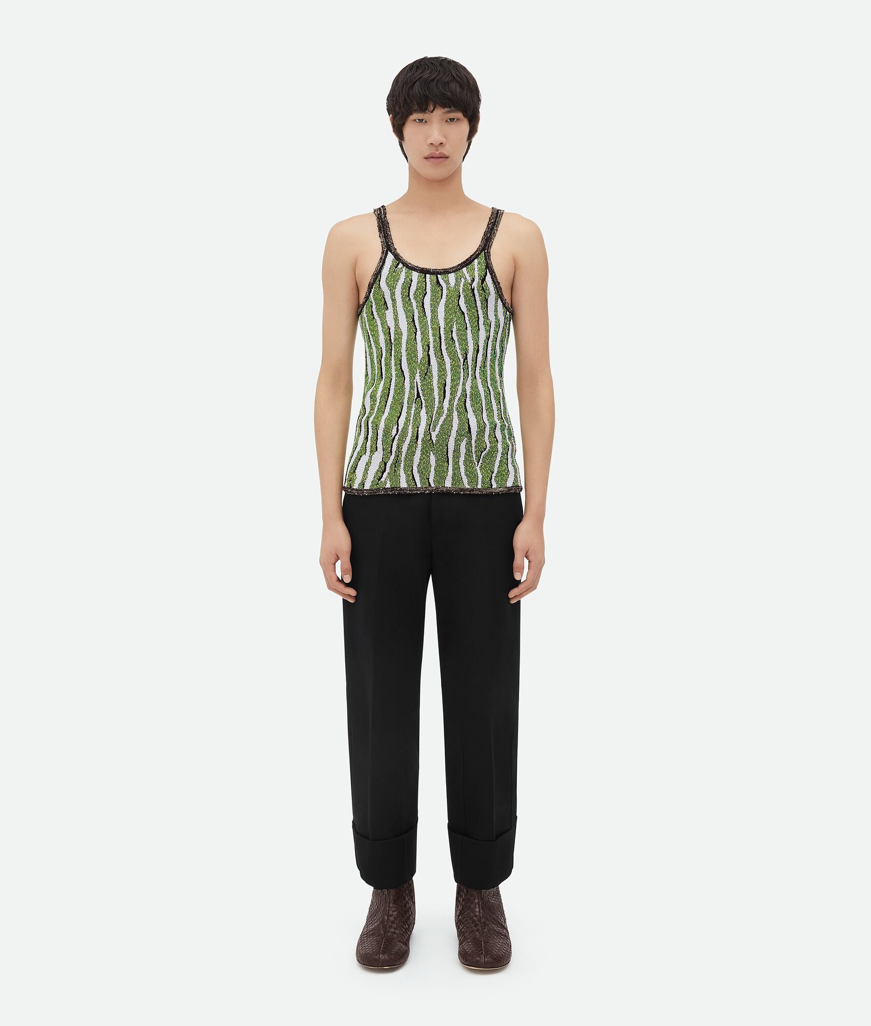 Slim Fit Viscose Jacquard Tank Top - 1