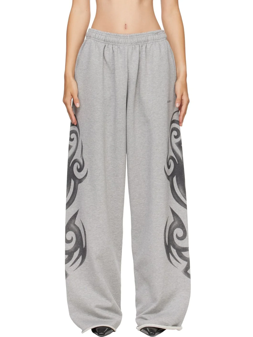 Gray Graffiti Printed Sweatpants - 1
