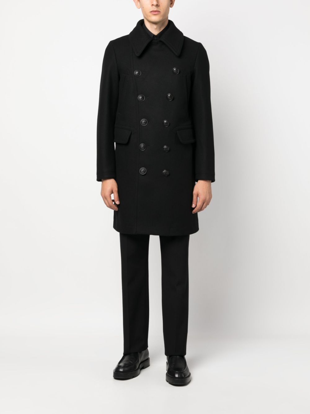 logo-button double-breasted coat - 2