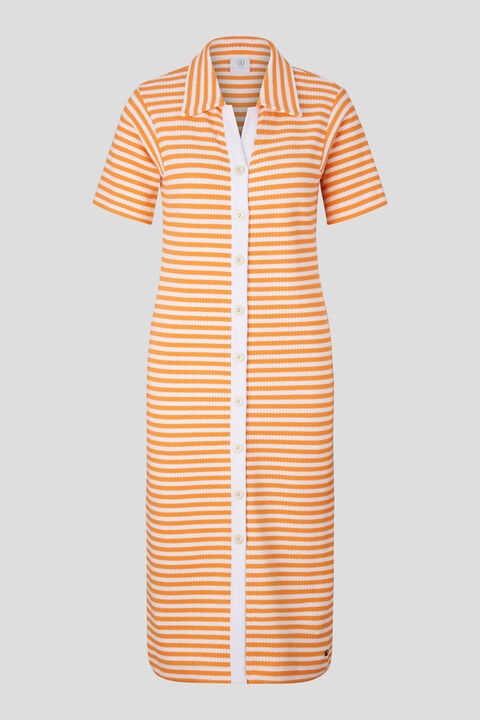 Ann Knitted shirt blouse dress in Orange/White - 1