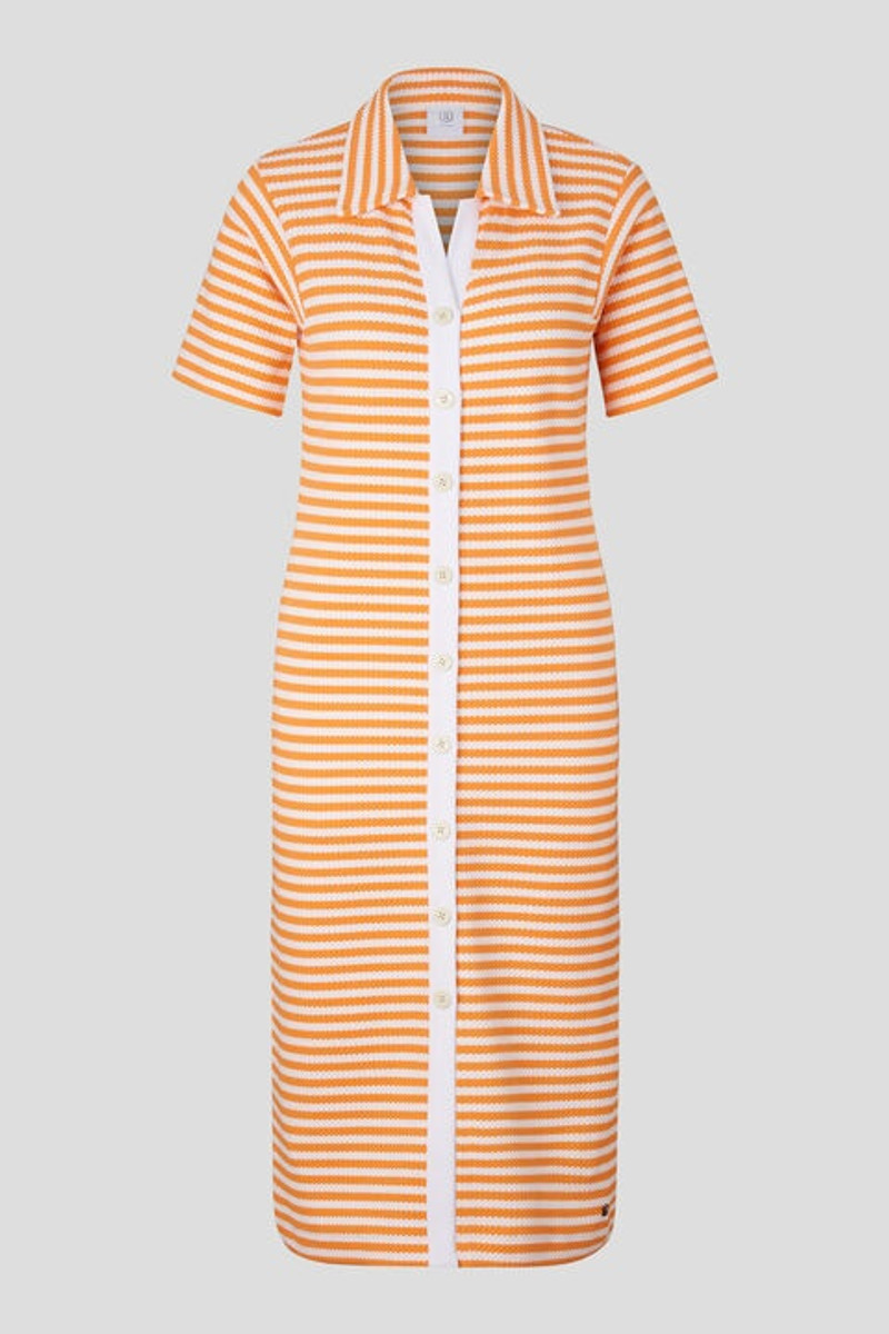 Ann Knitted shirt blouse dress in Orange/White 1