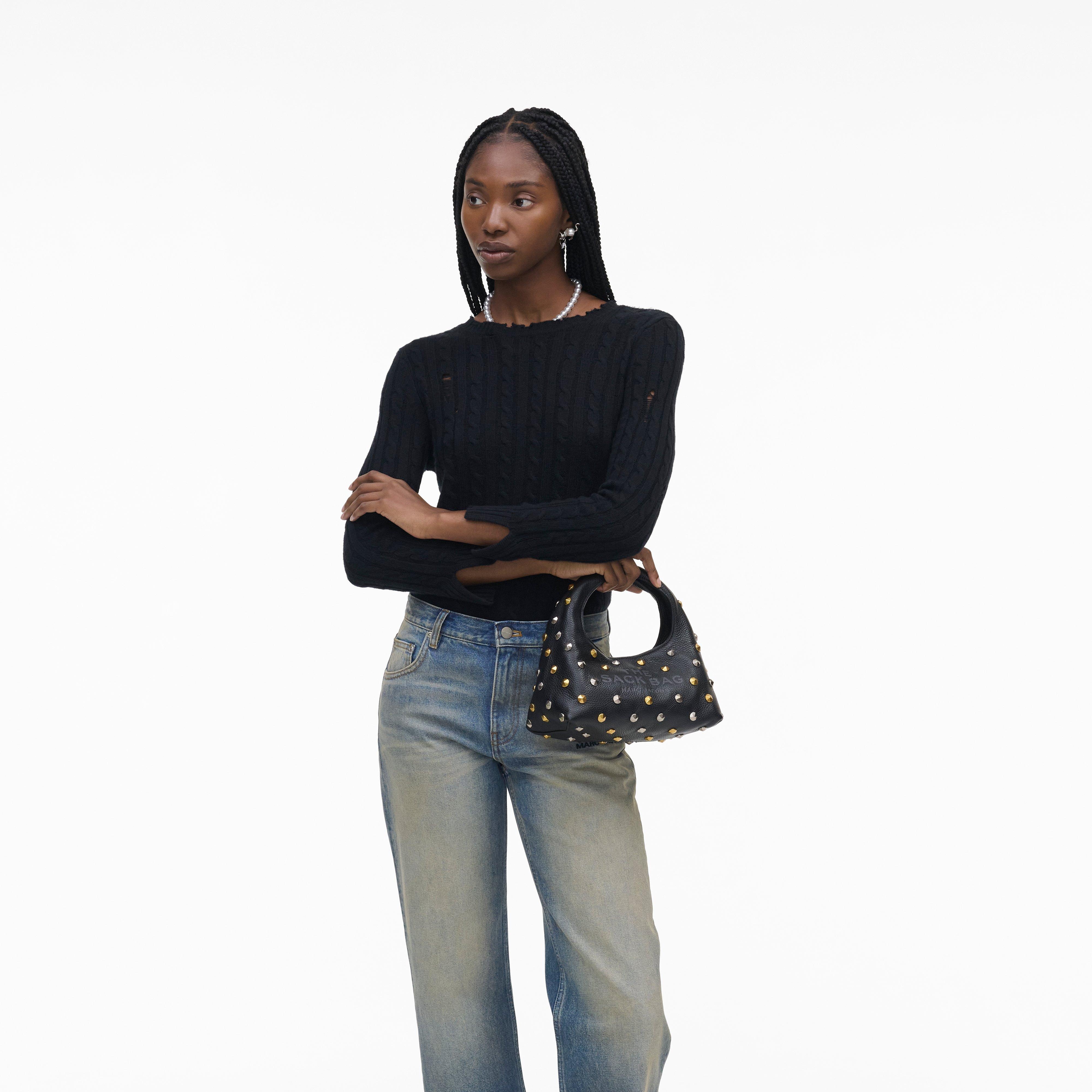 THE GLAM STUDS LEATHER MINI SACK BAG - 2