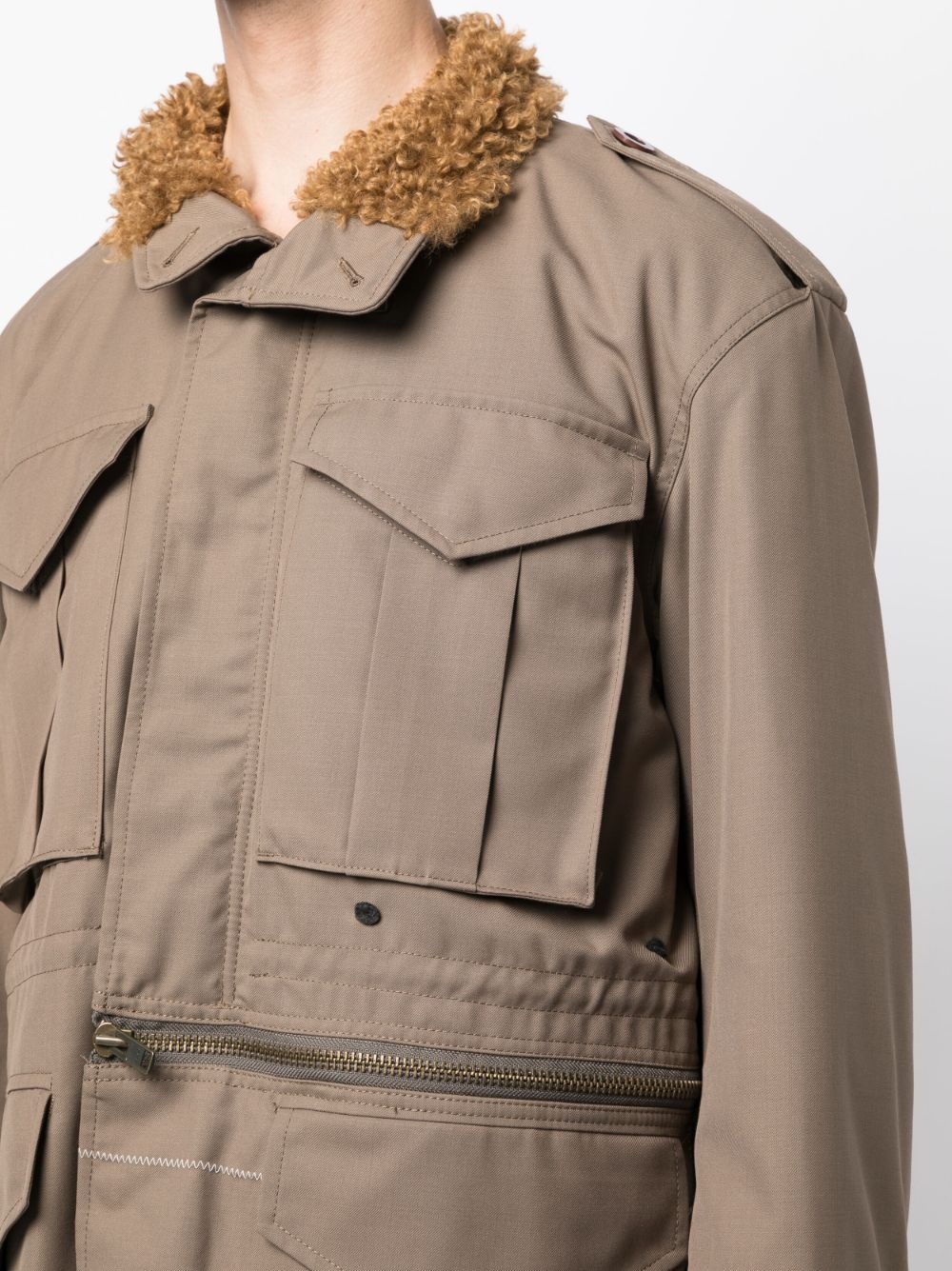 shearling-collar drawstring jacket - 5