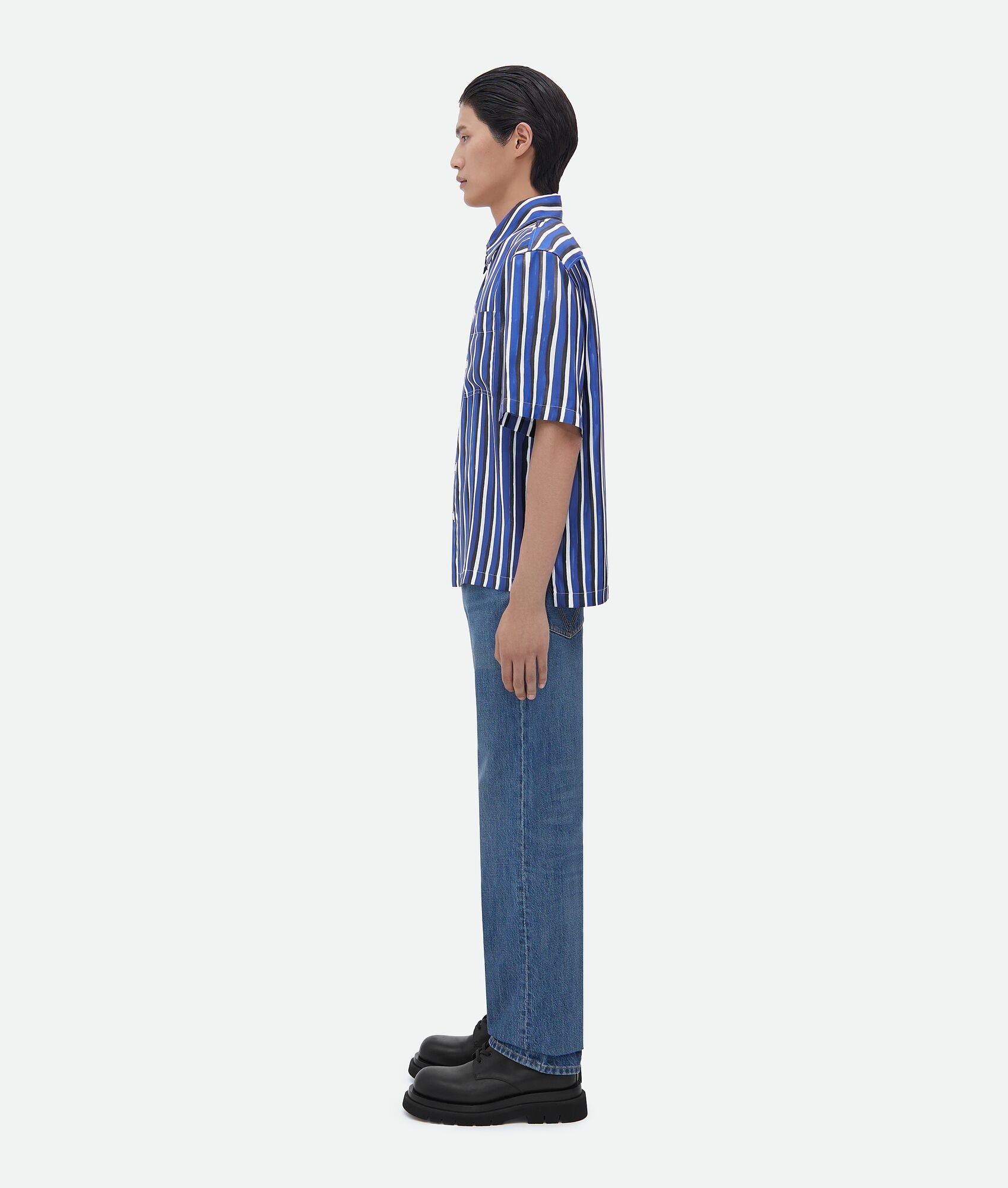 stripe print viscose and silk shirt - 2