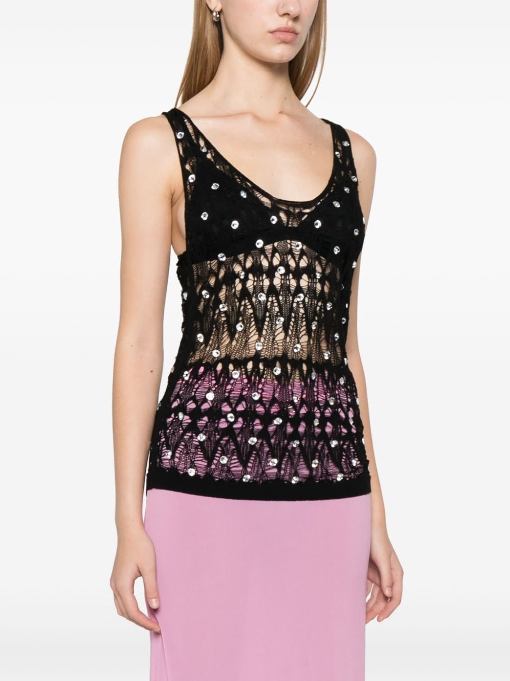 drop stitch-knit top - 3