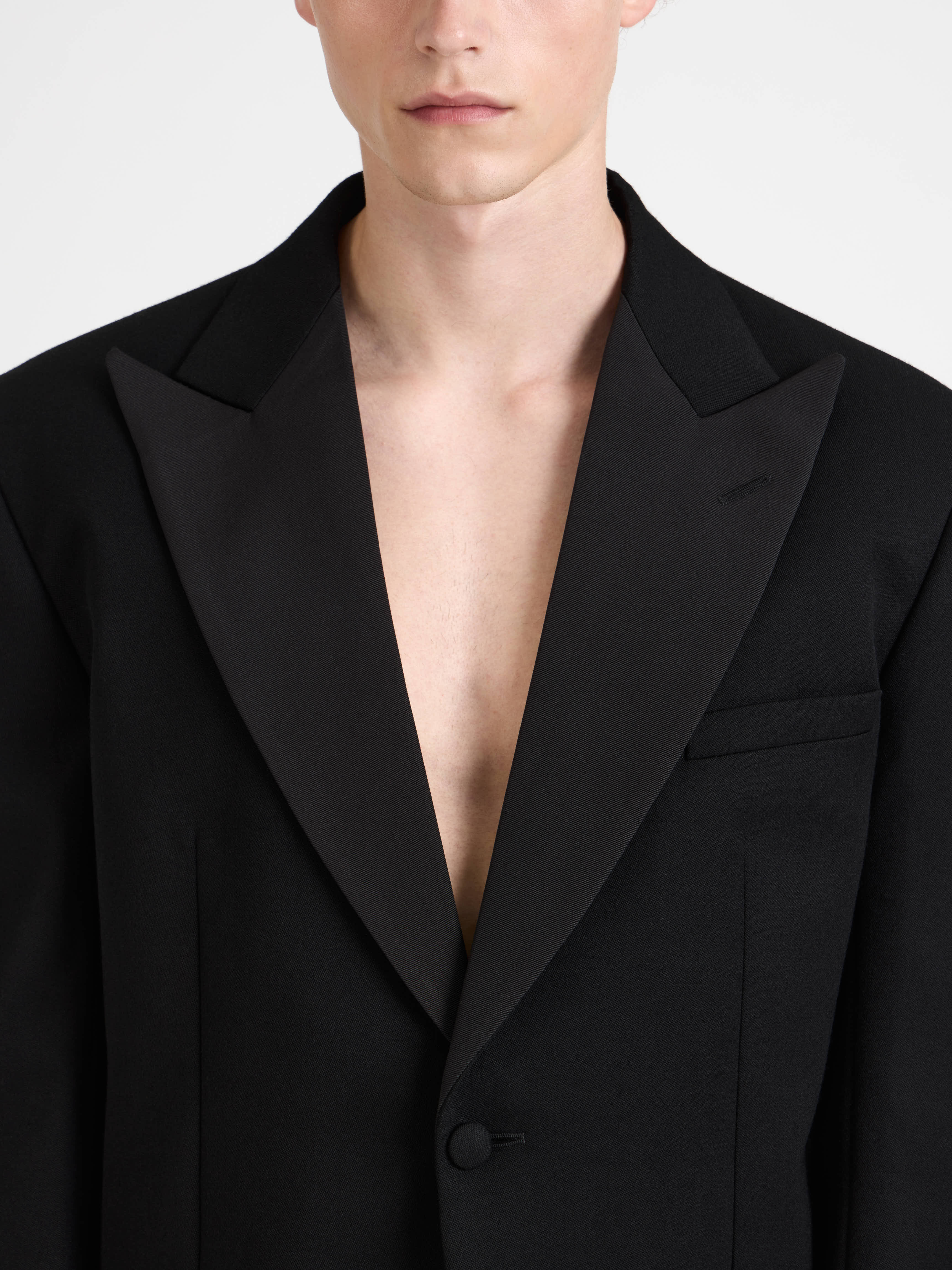 MENS FITTED TUXEDO JACKET IN BLACK - 8