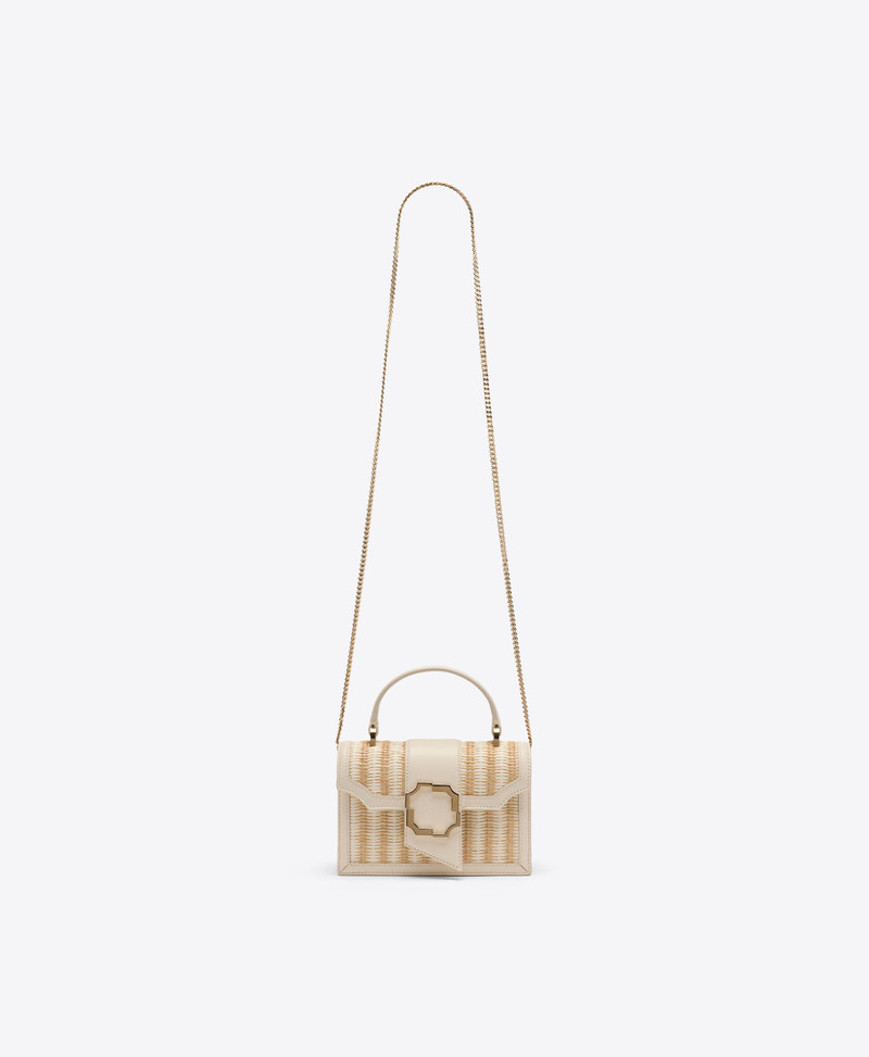 Audrey Cream Striped Raffia Mini Handbag 6