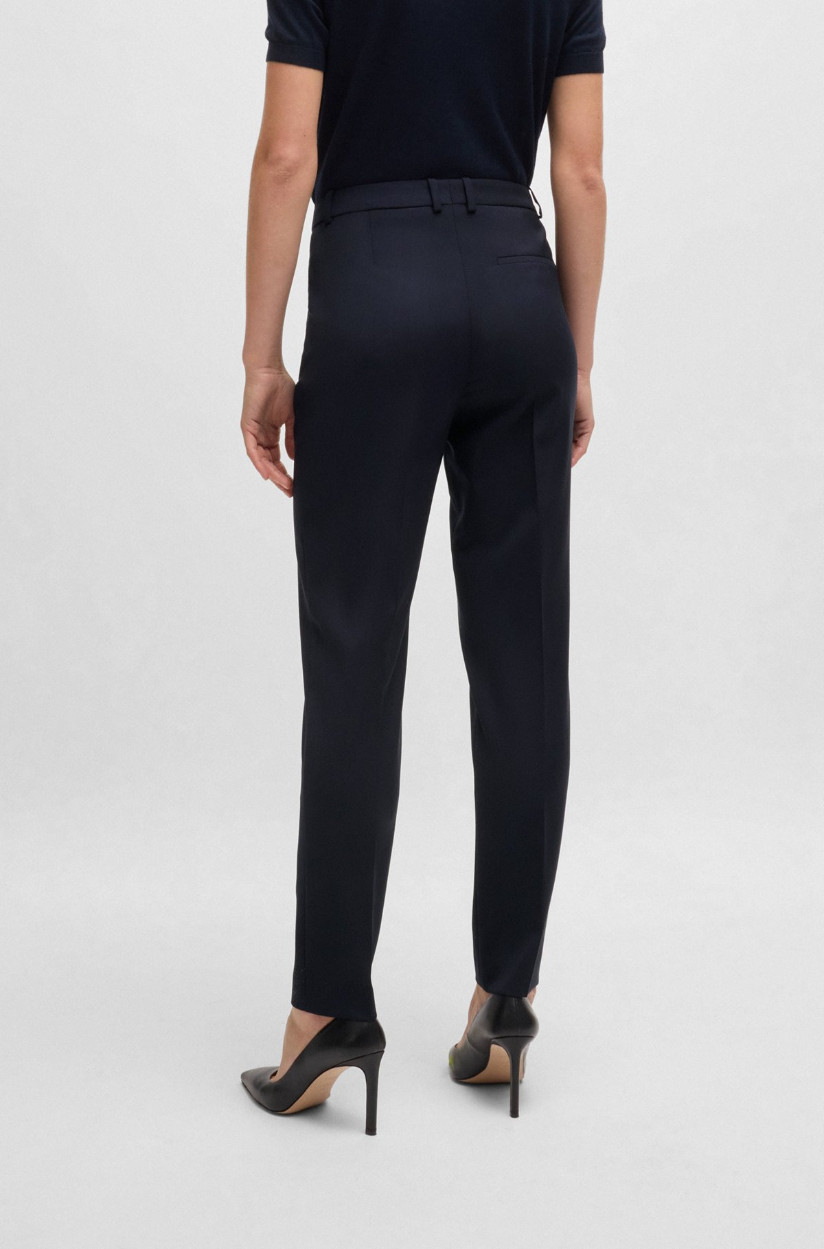 REGULAR-FIT TAPERED-LEG PANTS IN CHECKERED VIRGIN WOOL - 4