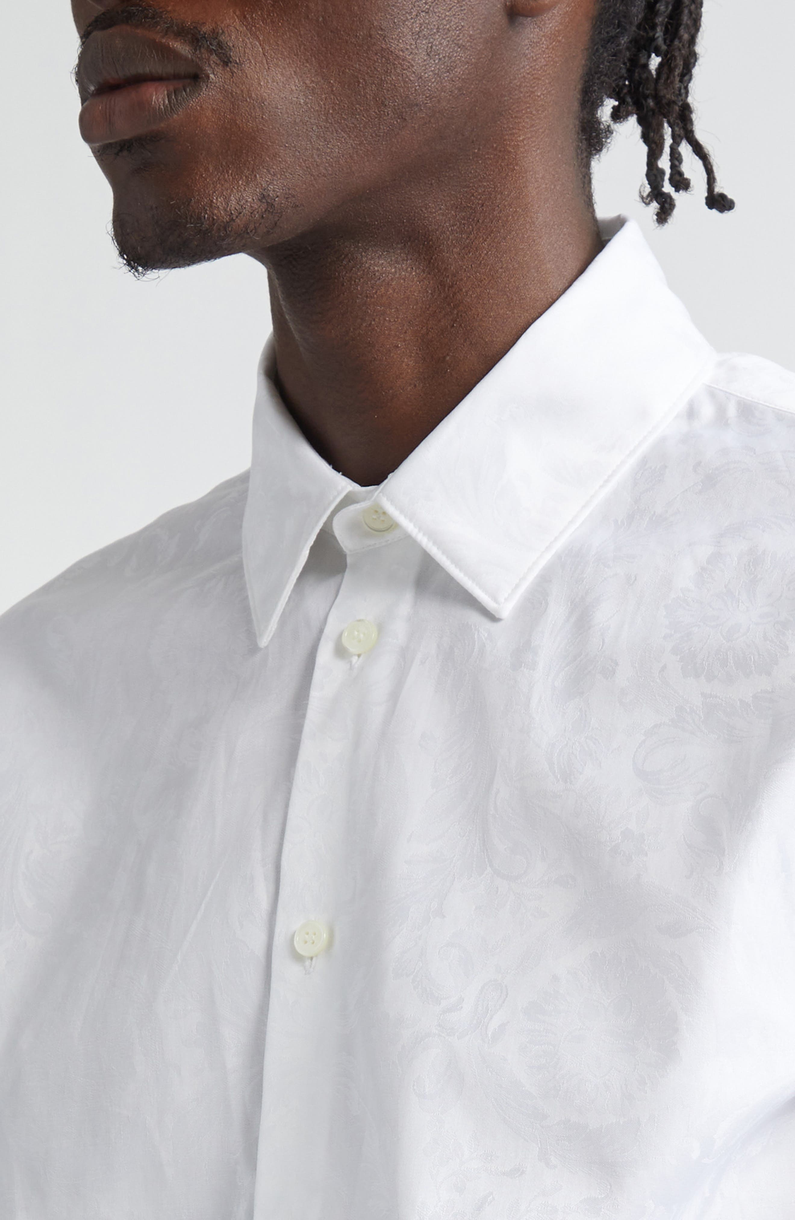 Barocco Jacquard Button-Up Shirt - 4