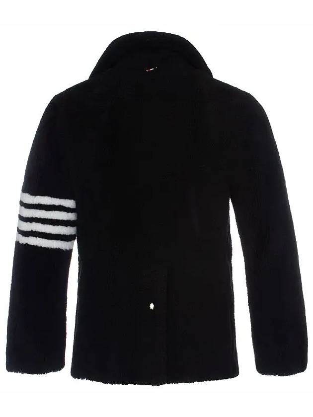 Men's 4 Bar Unconstructed Classic Shearling Pea Coat Black - 8