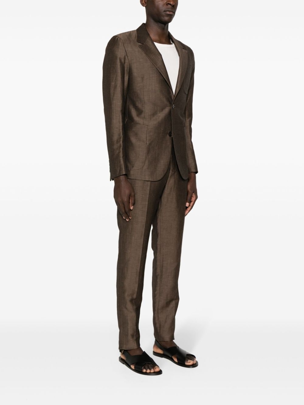 single-breasted linen blend suit - 3