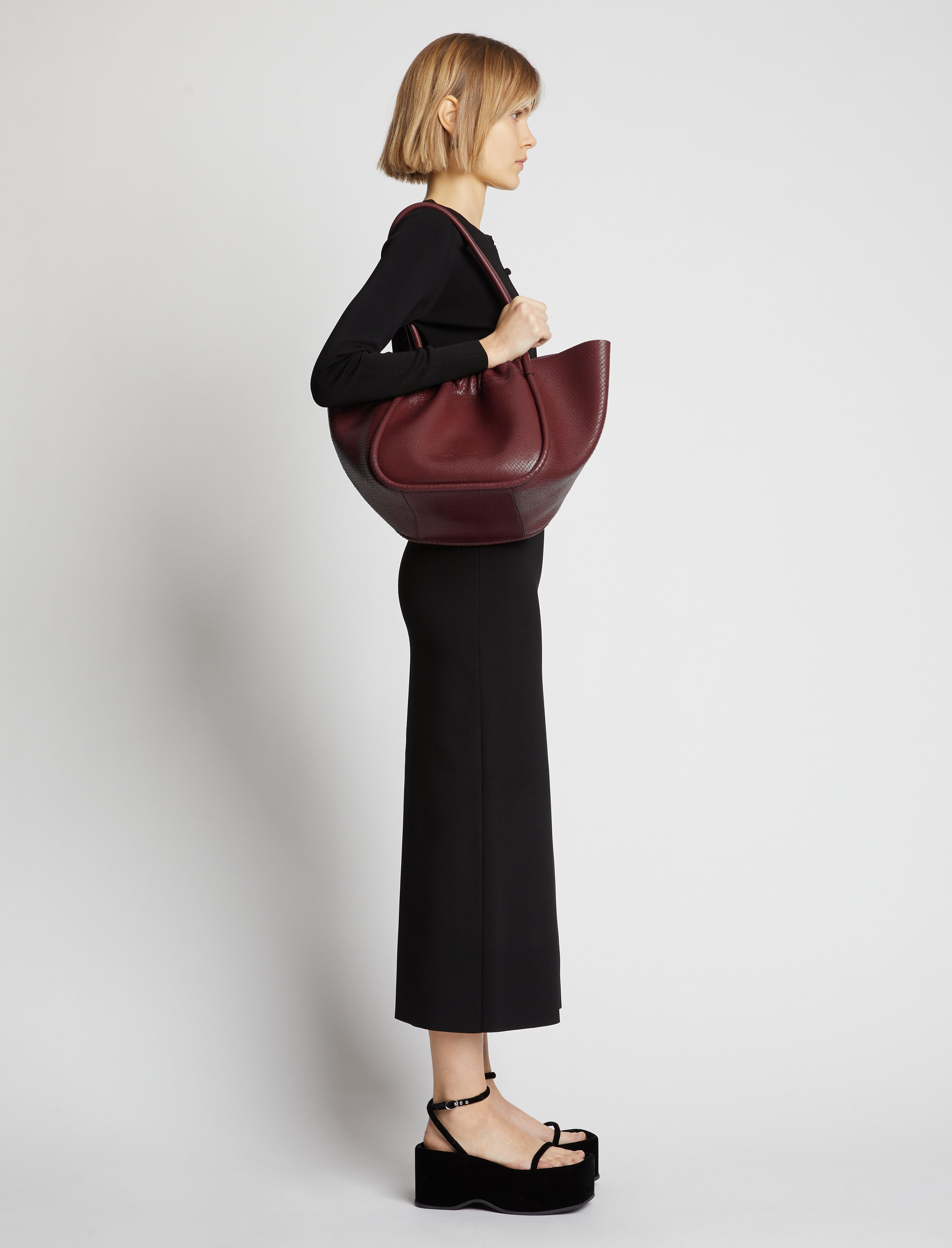 Carved Python Large Ruched Tote - 6