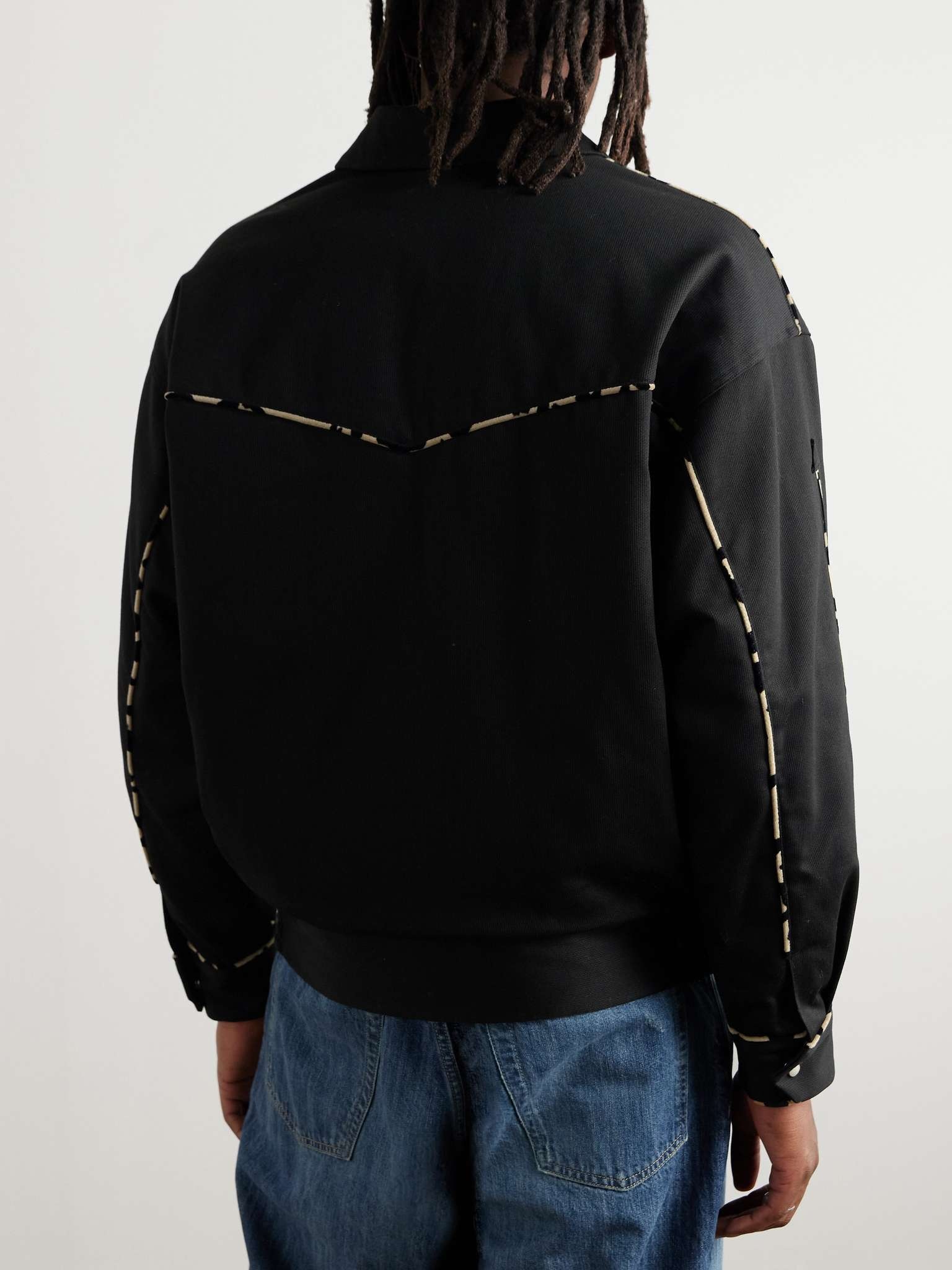 Leopard-Print Velvet-Trimmed Padded Cotton-Canvas Western Jacket - 5