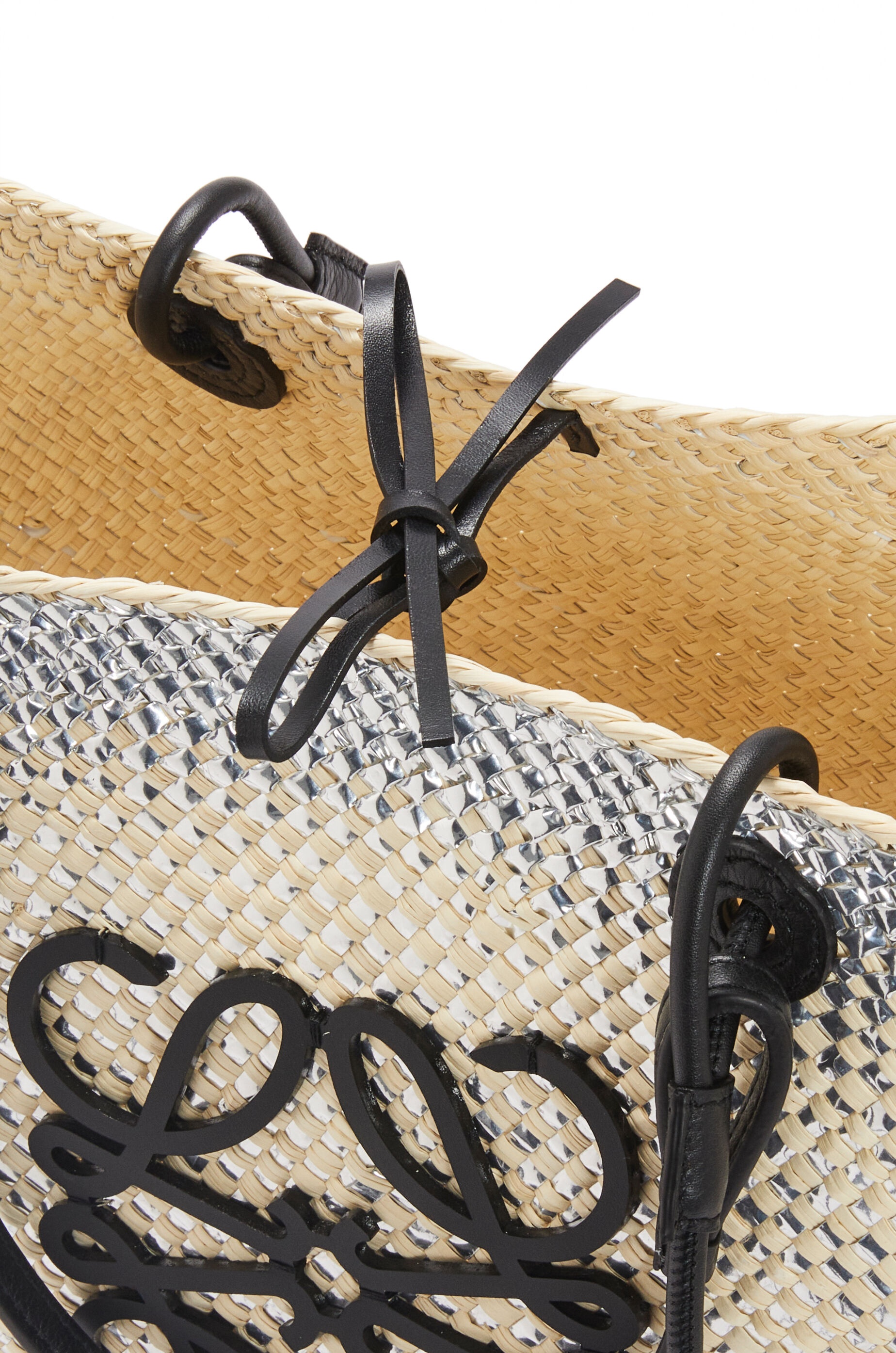 Sparkling Anagram basket bag in iraca palm and calfskin - 4