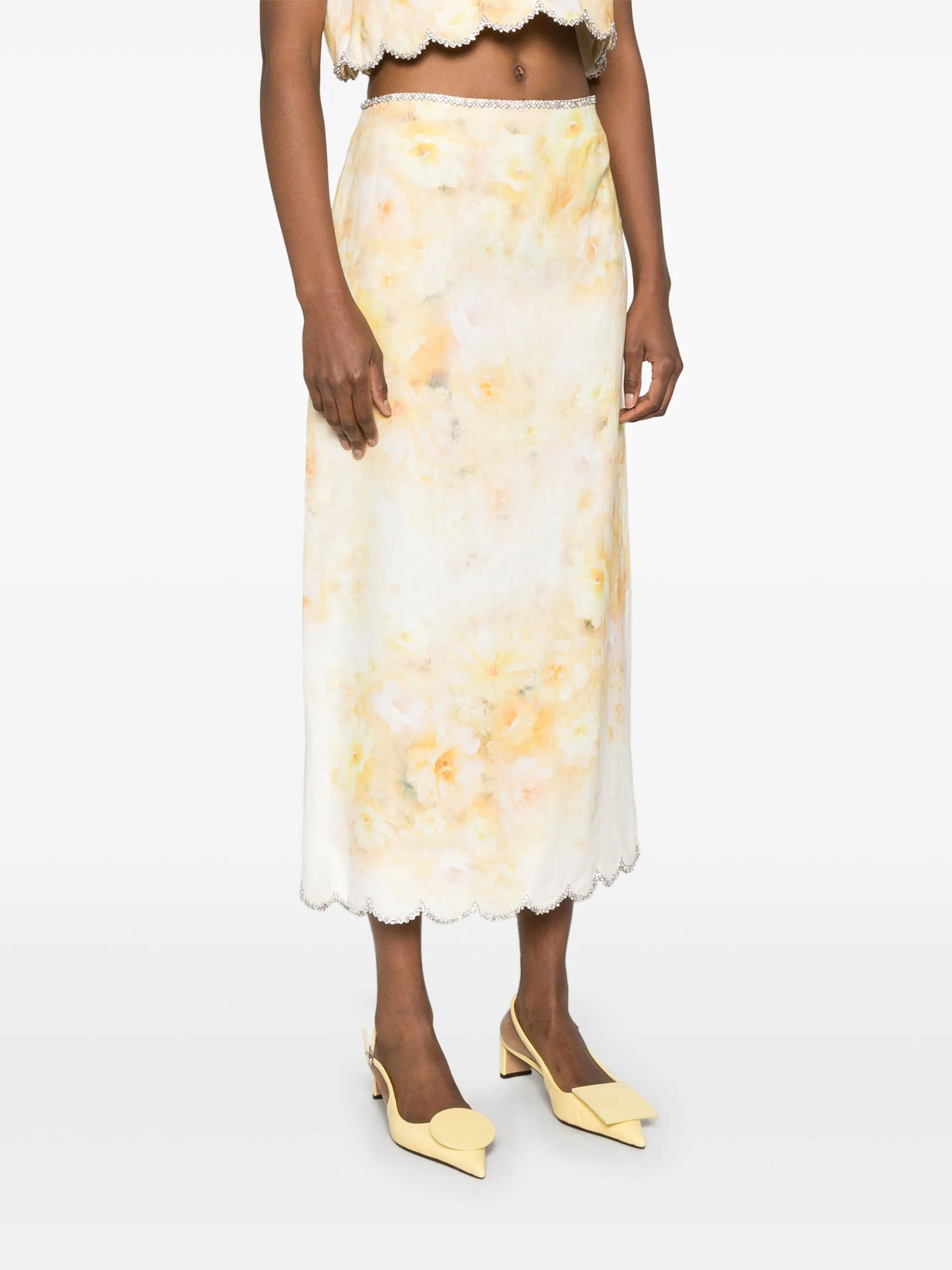 Crush scalloped midi skirt - 3
