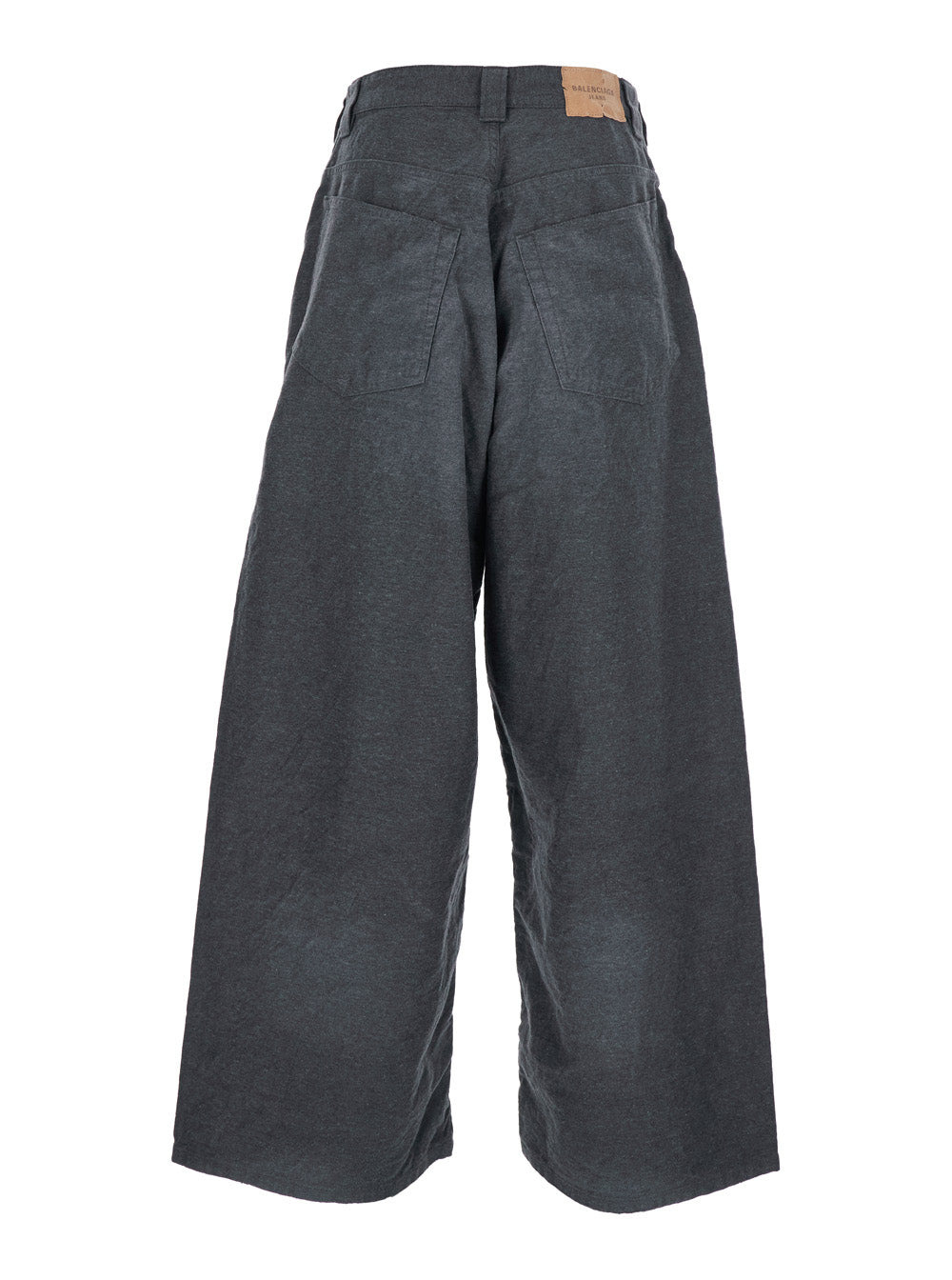 Balenciaga Men Grey Oversize Pants With Logo Detail On The Front And Logo Patch On The Rear In Cotto - 2