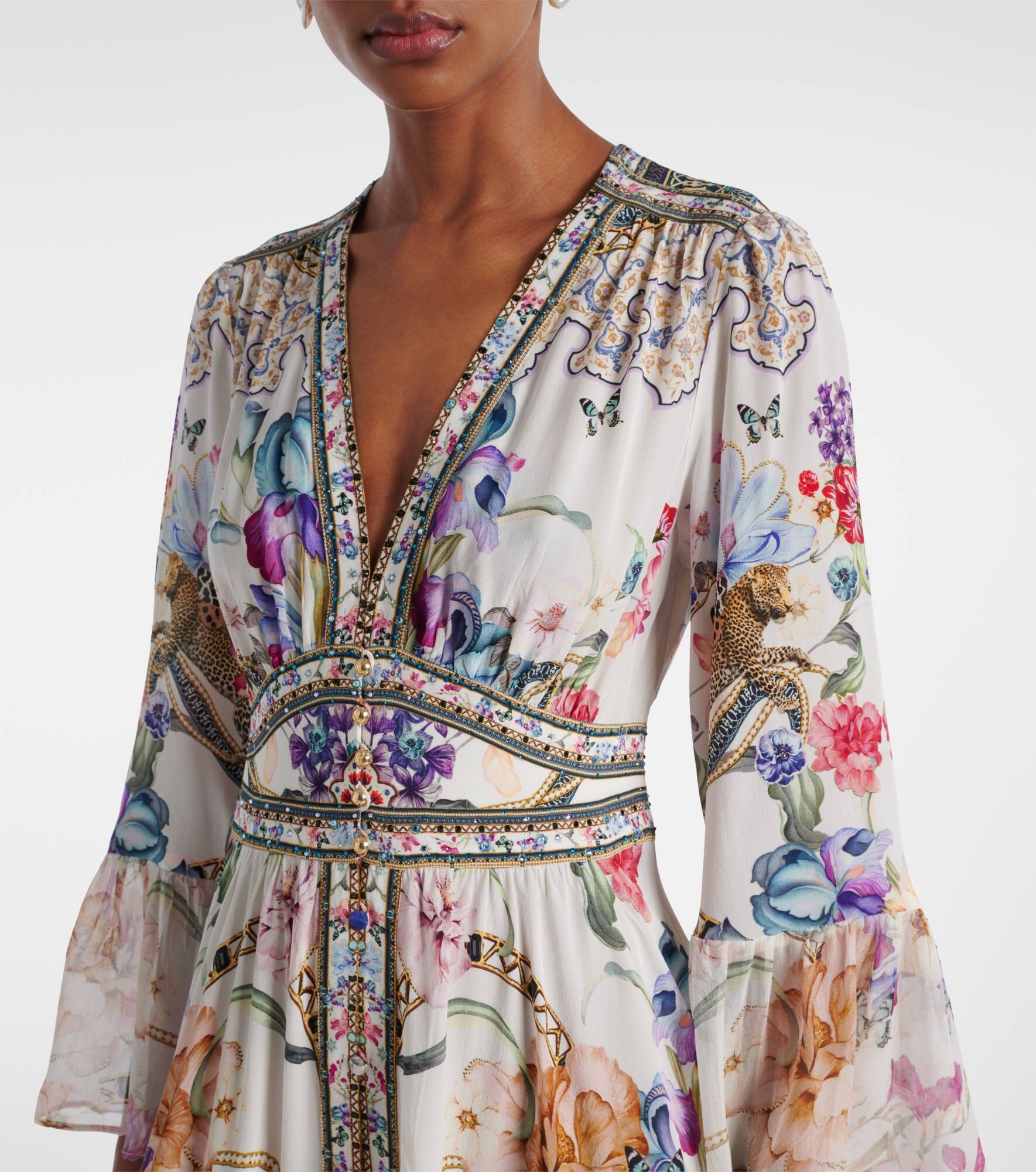 Crystal-embellished silk maxi dress - 4
