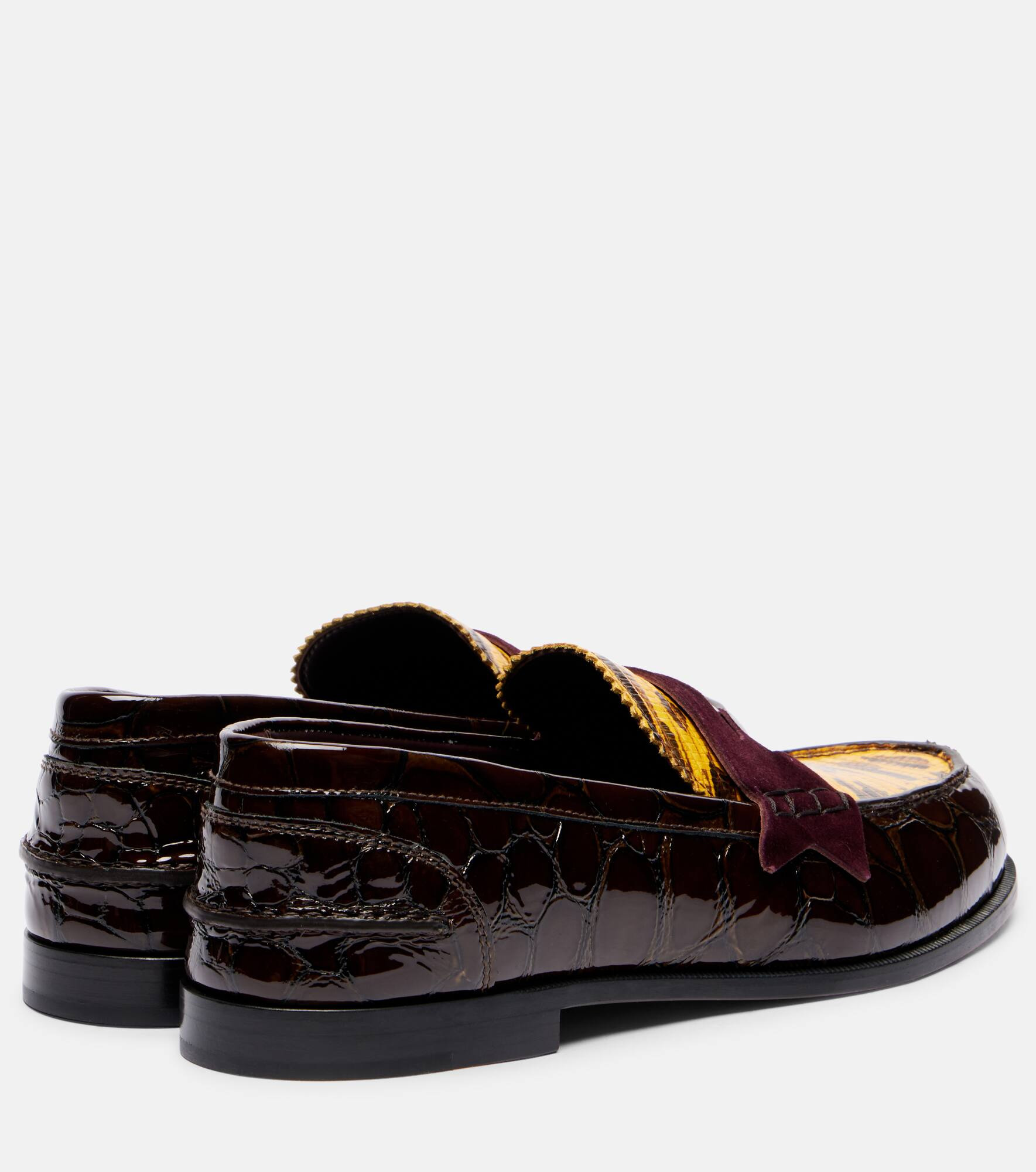 Penny croc-effect leather penny loafers - 2