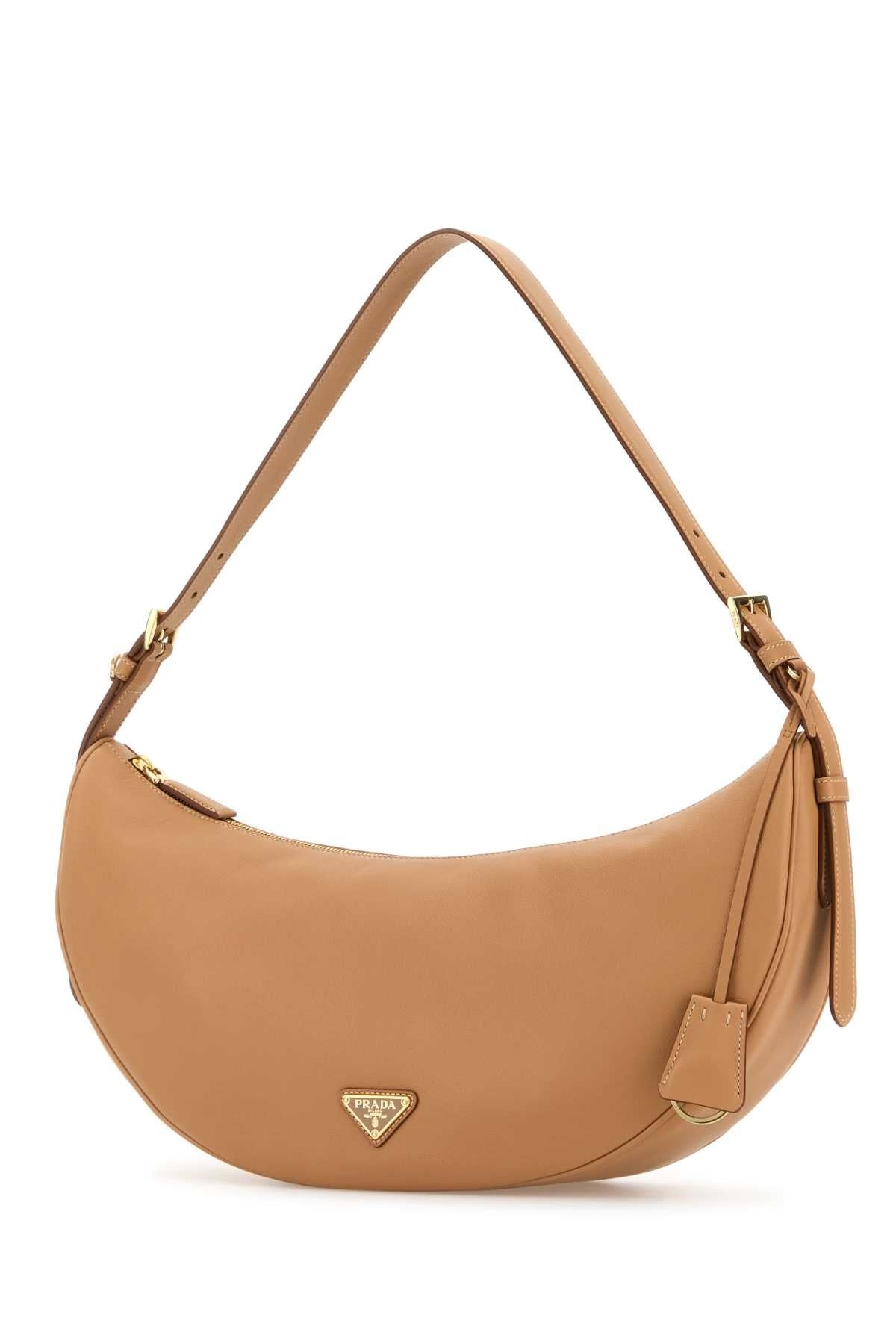 Prada Women Peach Leather Large Prada Demi-Lune Crossbody Bag - 2