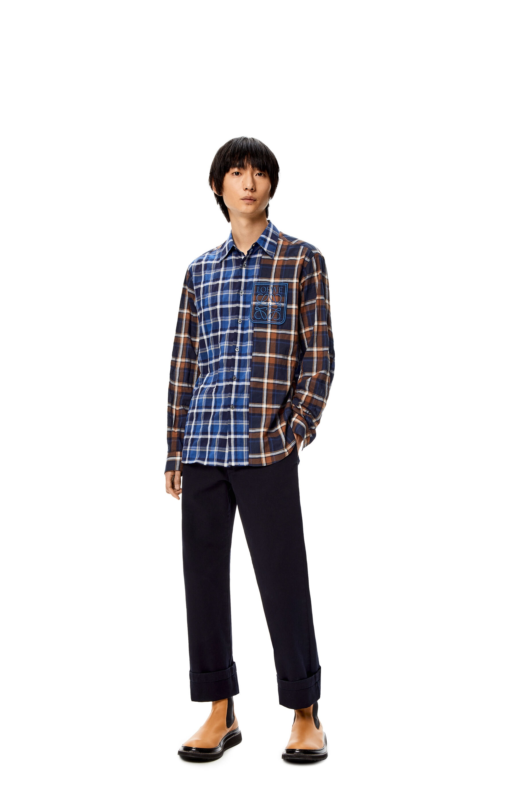 Patchwork check shirt in cotton - 2