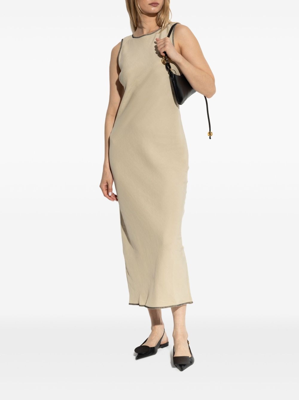contrast-stitching maxi dress - 2