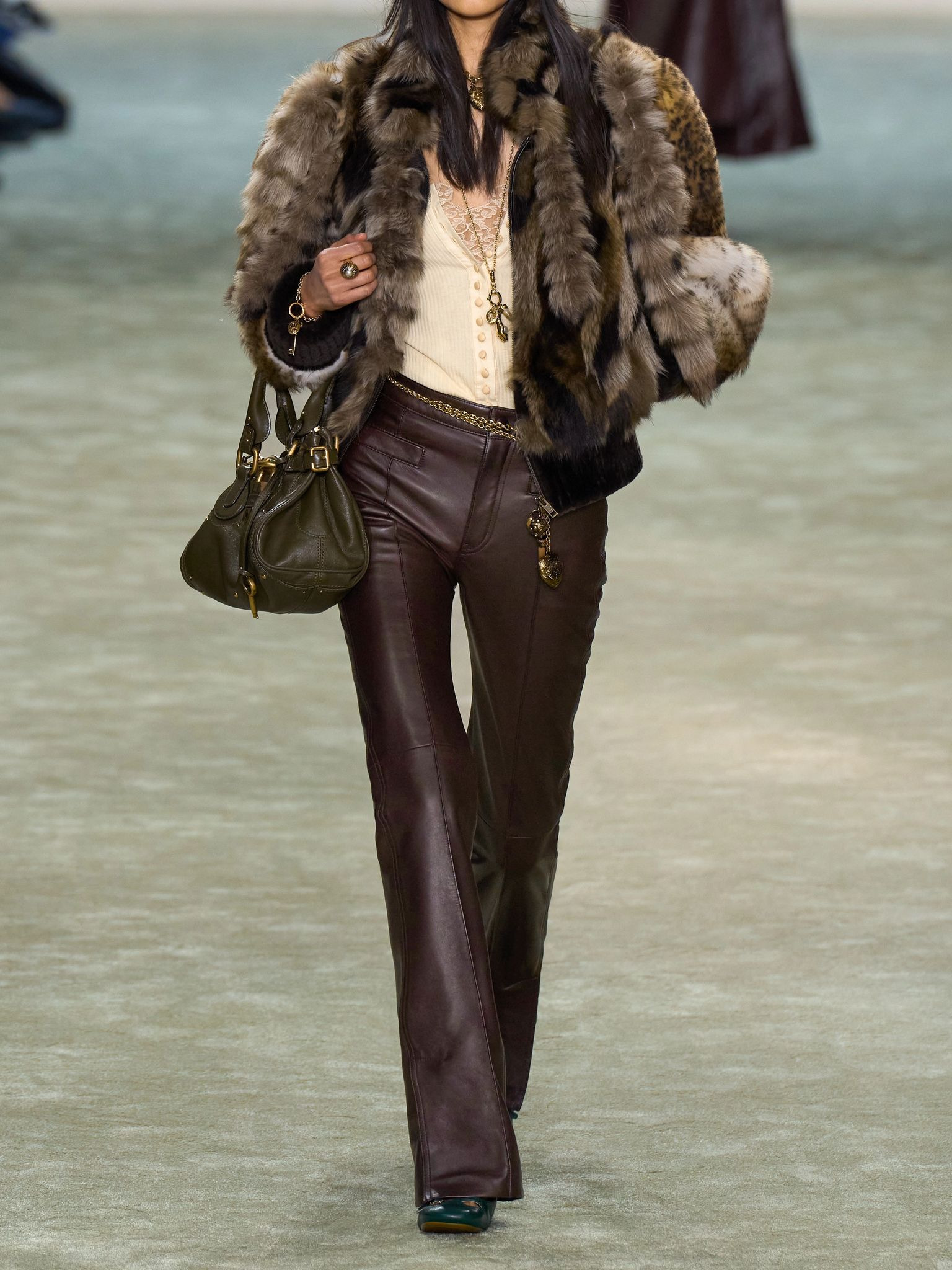 Leather flared pants Brown - 5