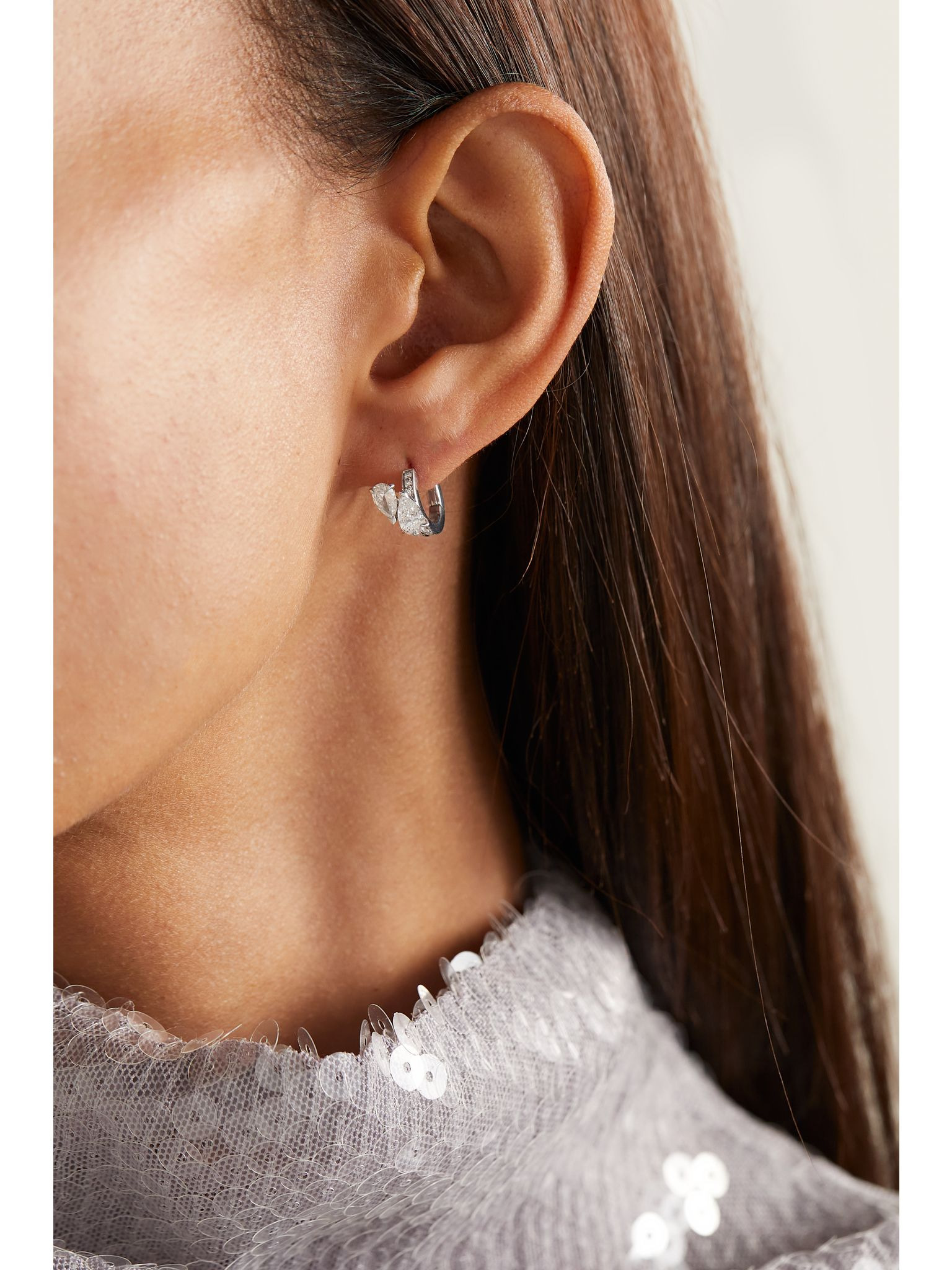 Serti Sur Vide 14-karat white gold diamond single earring White - 2