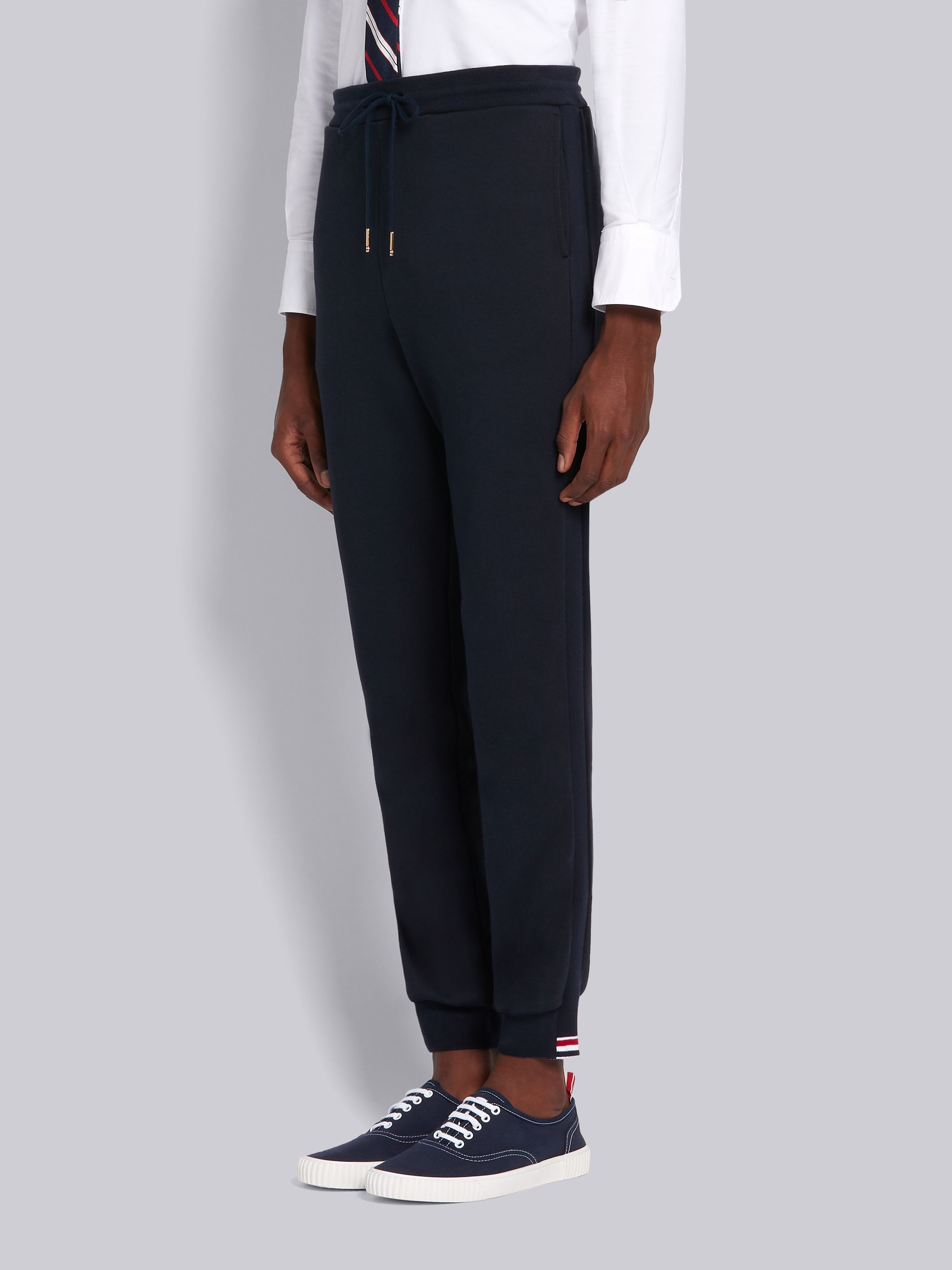 Navy Cotton Loopback Side Stripe Insert Sweatpant - 2