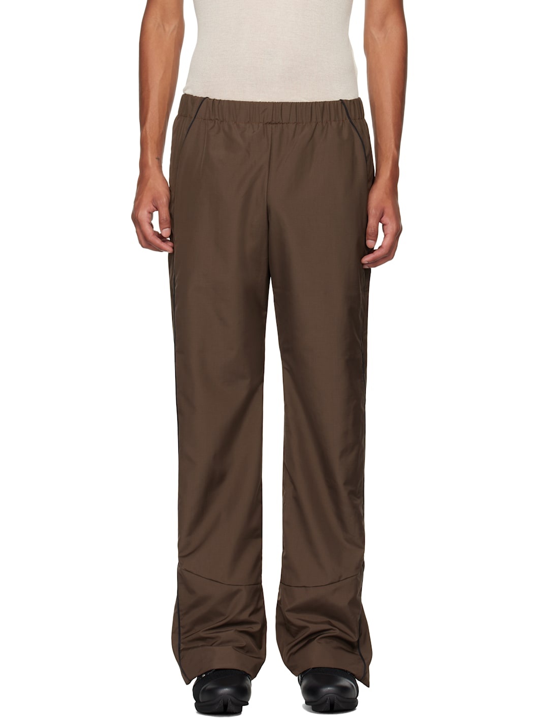 Brown Recycled Polyester Track Pants - 1