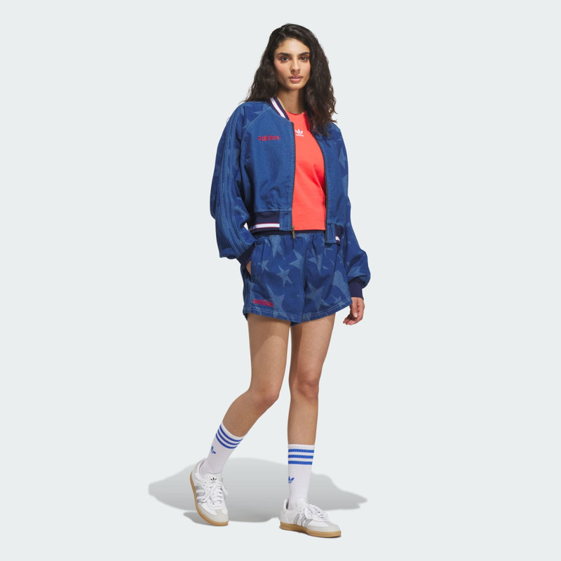 Denim Graphic Varsity Shorts 3